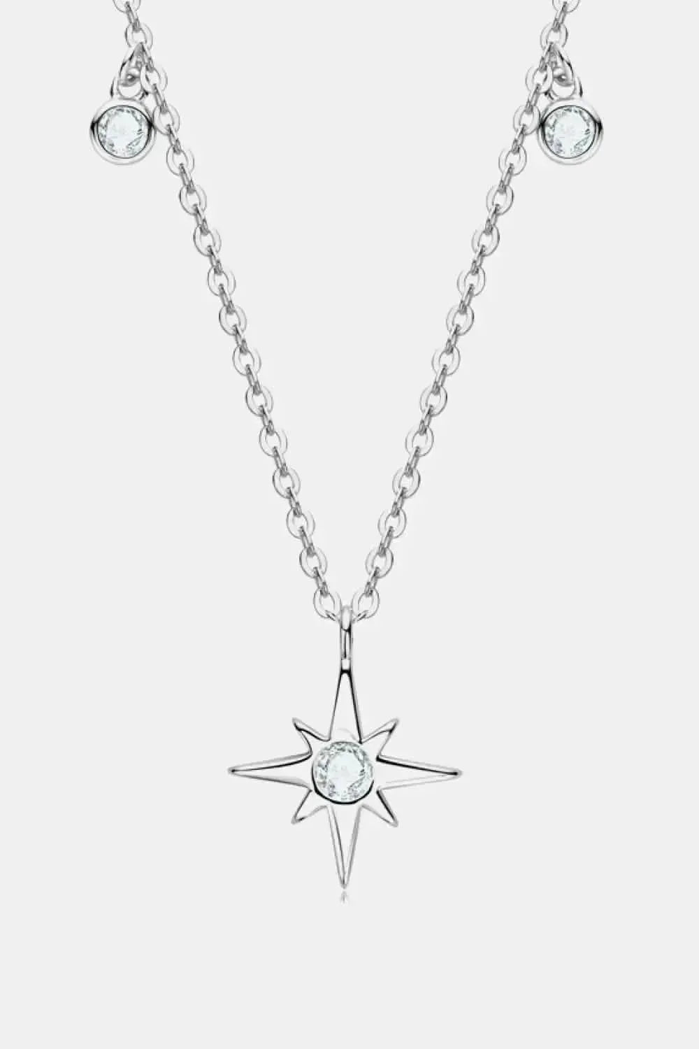 Moissanite North Star Pendant 925 Sterling Silver Necklace - Bad Moms Club