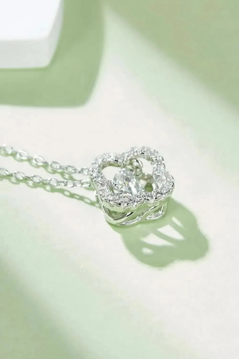 Moissanite Four Leaf Clover Pendant Necklace - Bad Moms Club