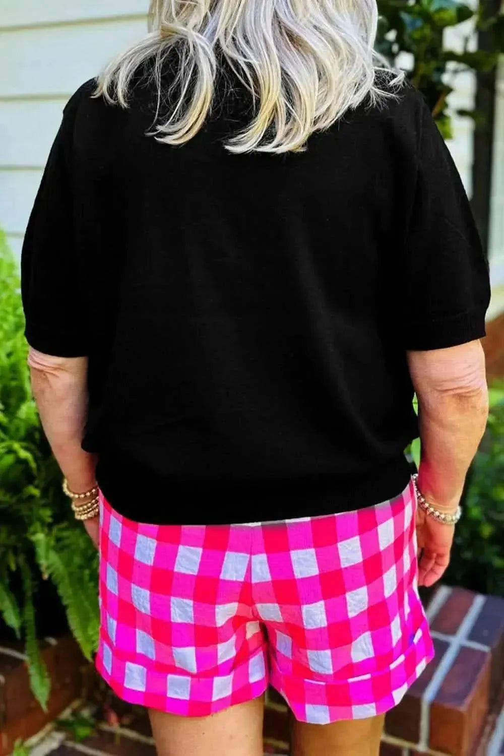 Plus Size CHEERS Round Neck Short Sleeve Sweater - Bad Moms Club