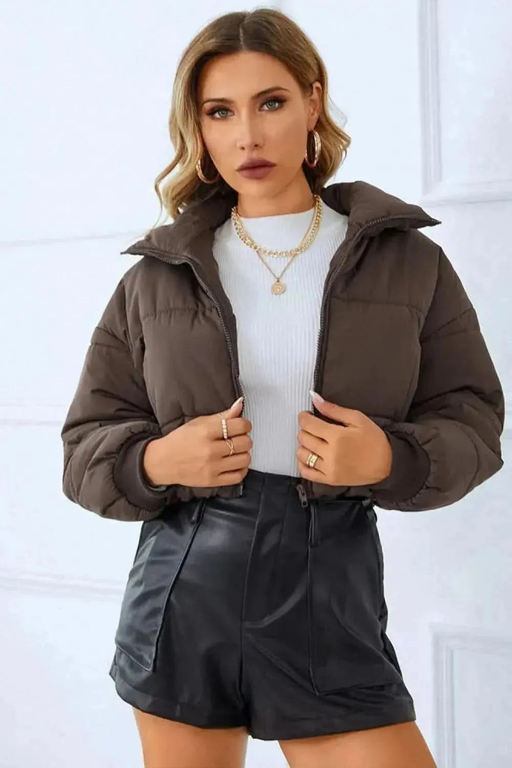 Zip-Up Winter Coat with Pockets - Bad Moms Club