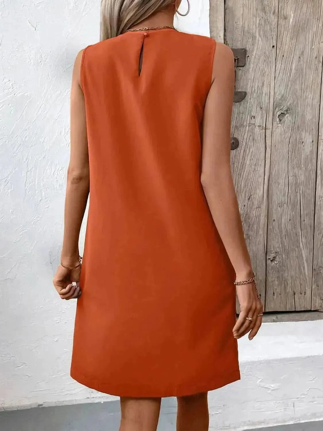 Ivy Lane Pocketed Round Neck Sleeveless Mini Dress - Bad Moms Club
