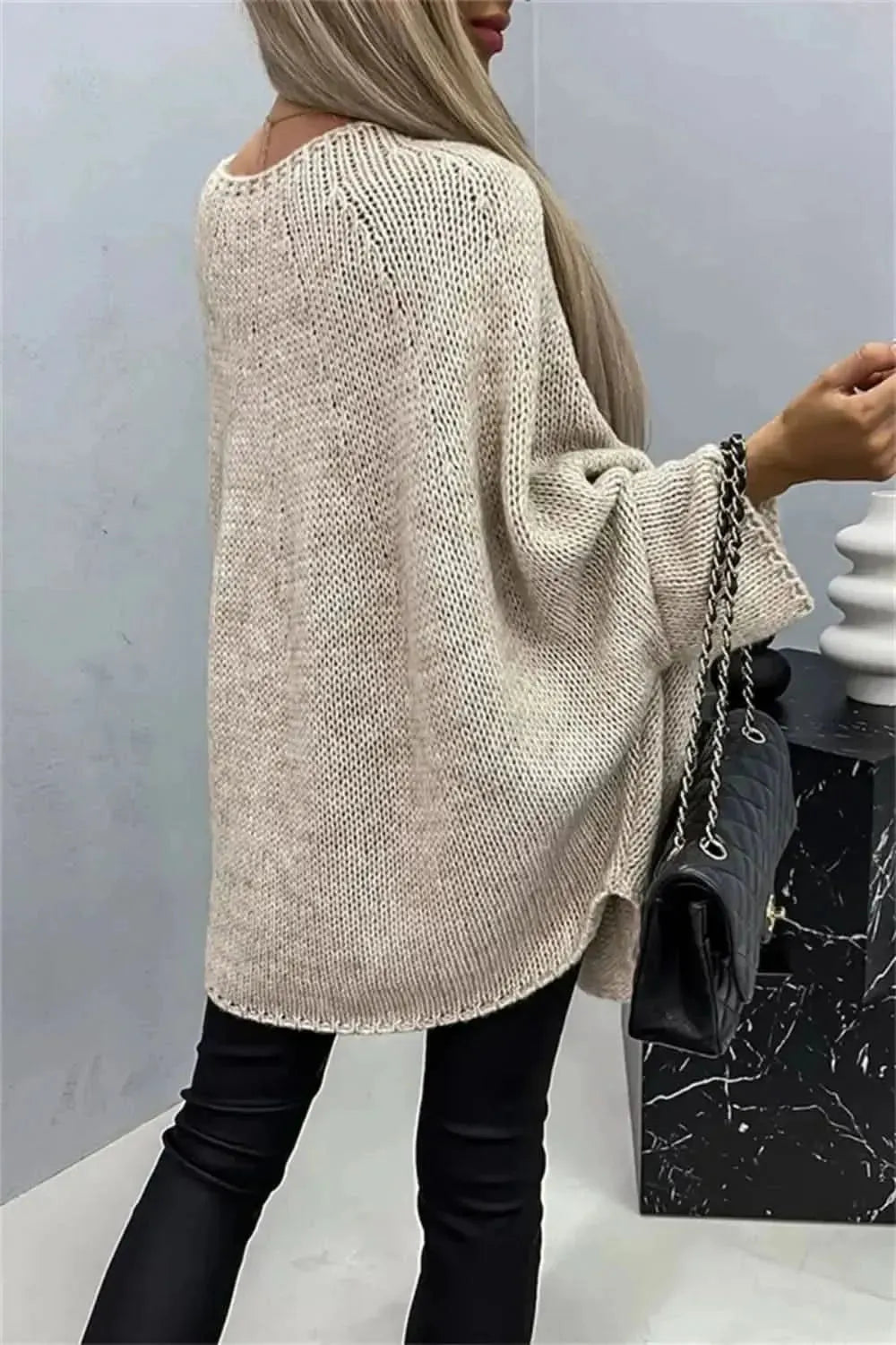 Round Neck Batwing Sleeve Sweater - Bad Moms Club