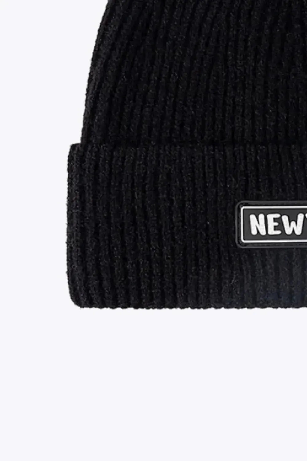 NEWYORK Patch Rib-Knit Cuffed Beanie - Bad Moms Club