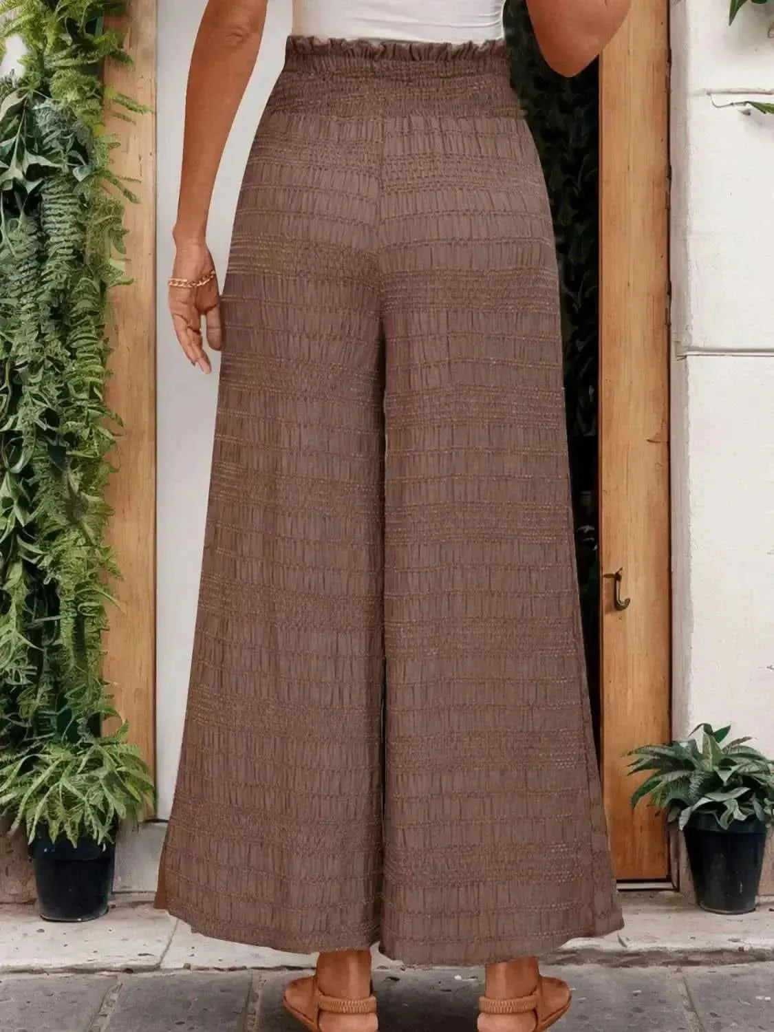 Perfee Tied Wide Leg Pants - Bad Moms Club