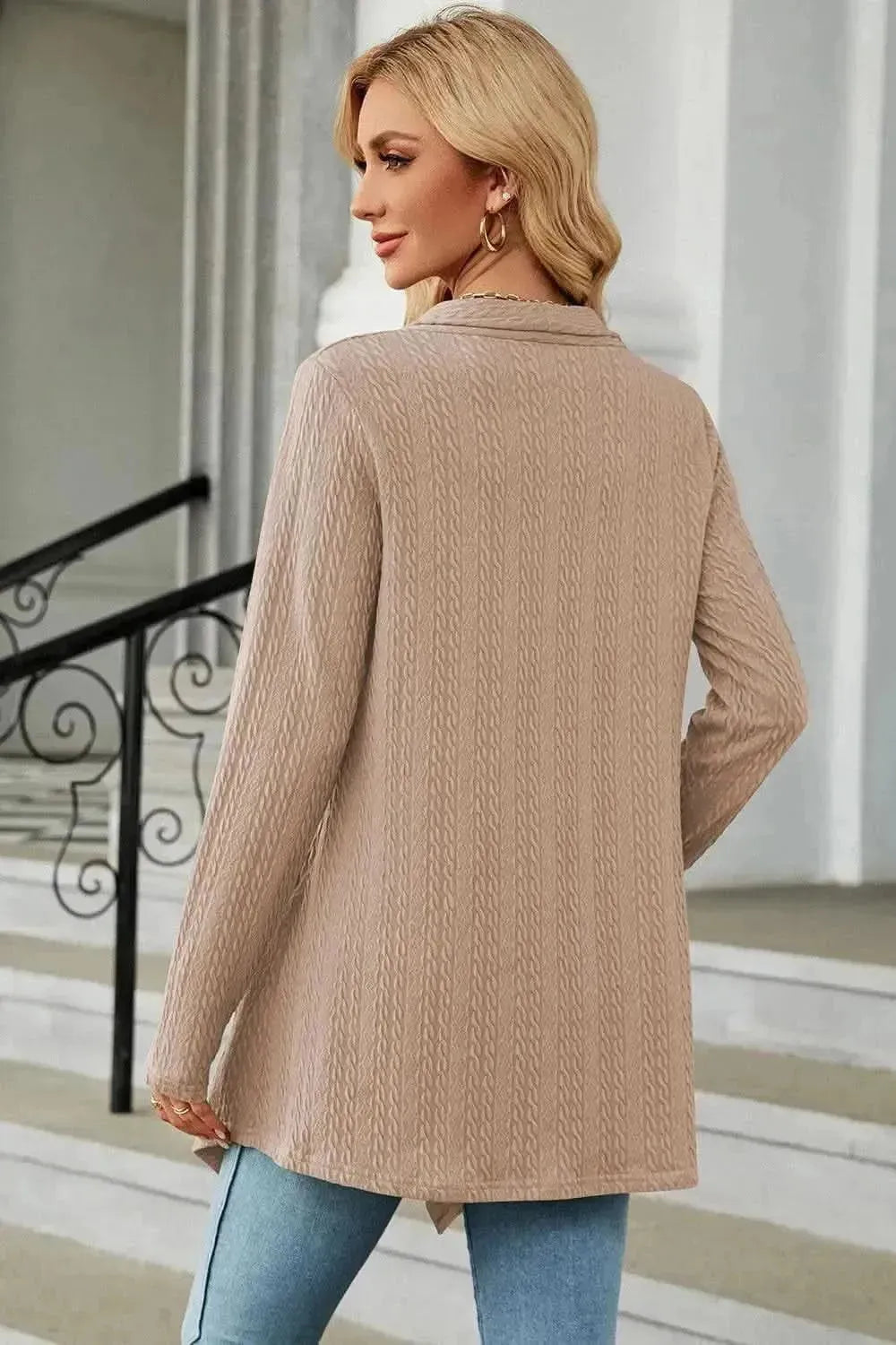Open Front Long Sleeve Cardigan - Bad Moms Club