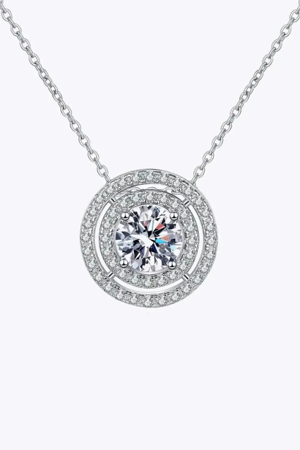 Moissanite Round Pendant Rhodium-Plated Necklace - Bad Moms Club
