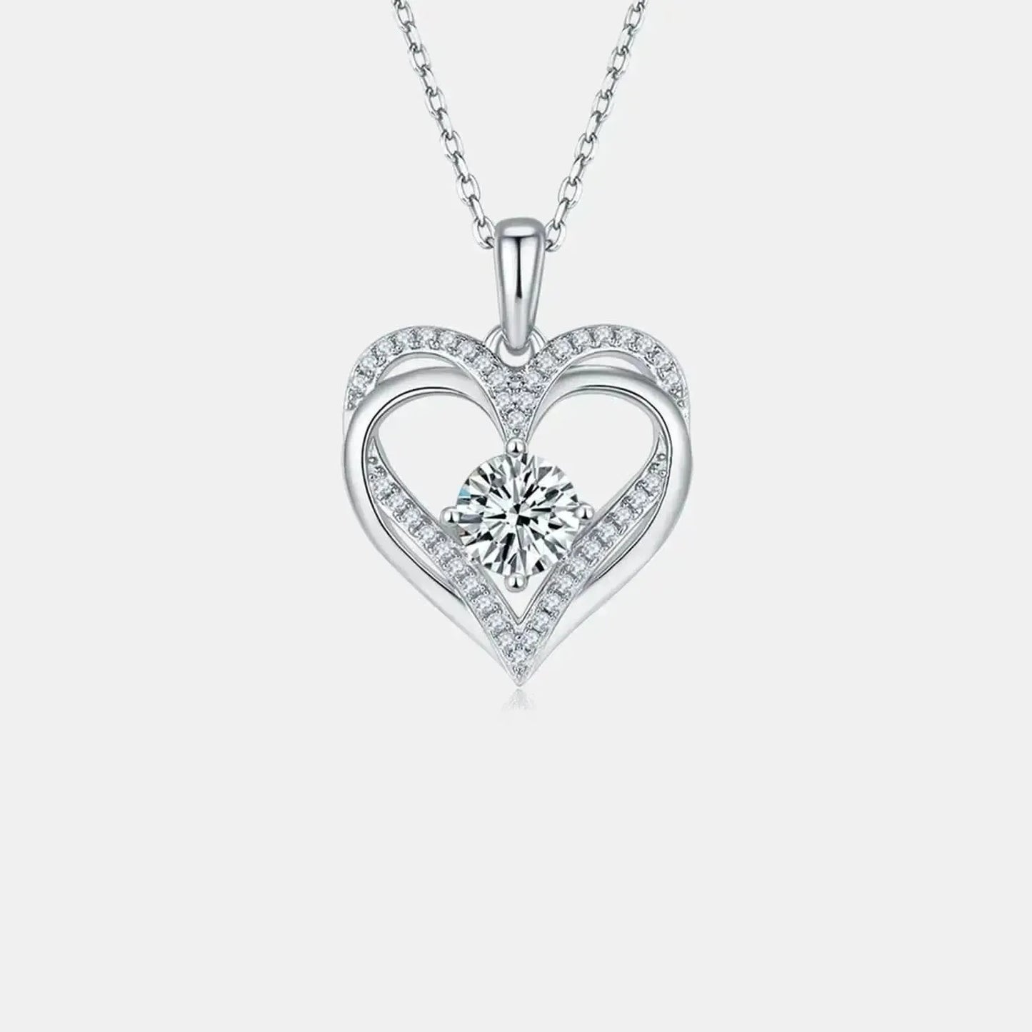 1.2 Carat Moissanite 925 Sterling Silver Heart Necklace - Bad Moms Club