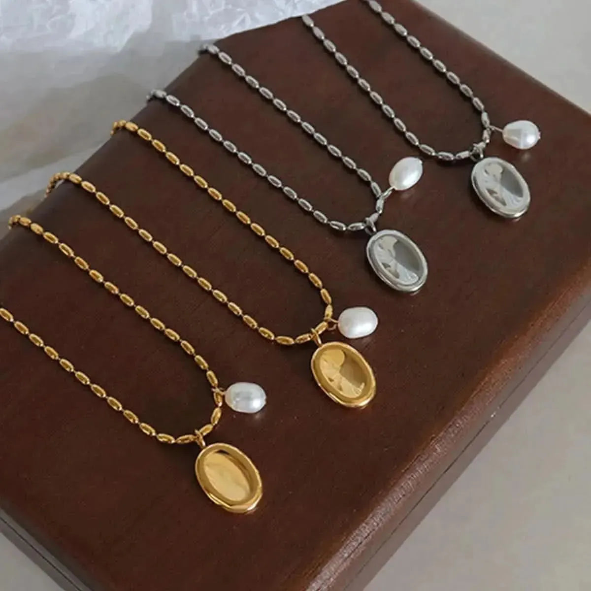 Titanium Steel Freshwater Pearl Pendant Necklace - Bad Moms Club