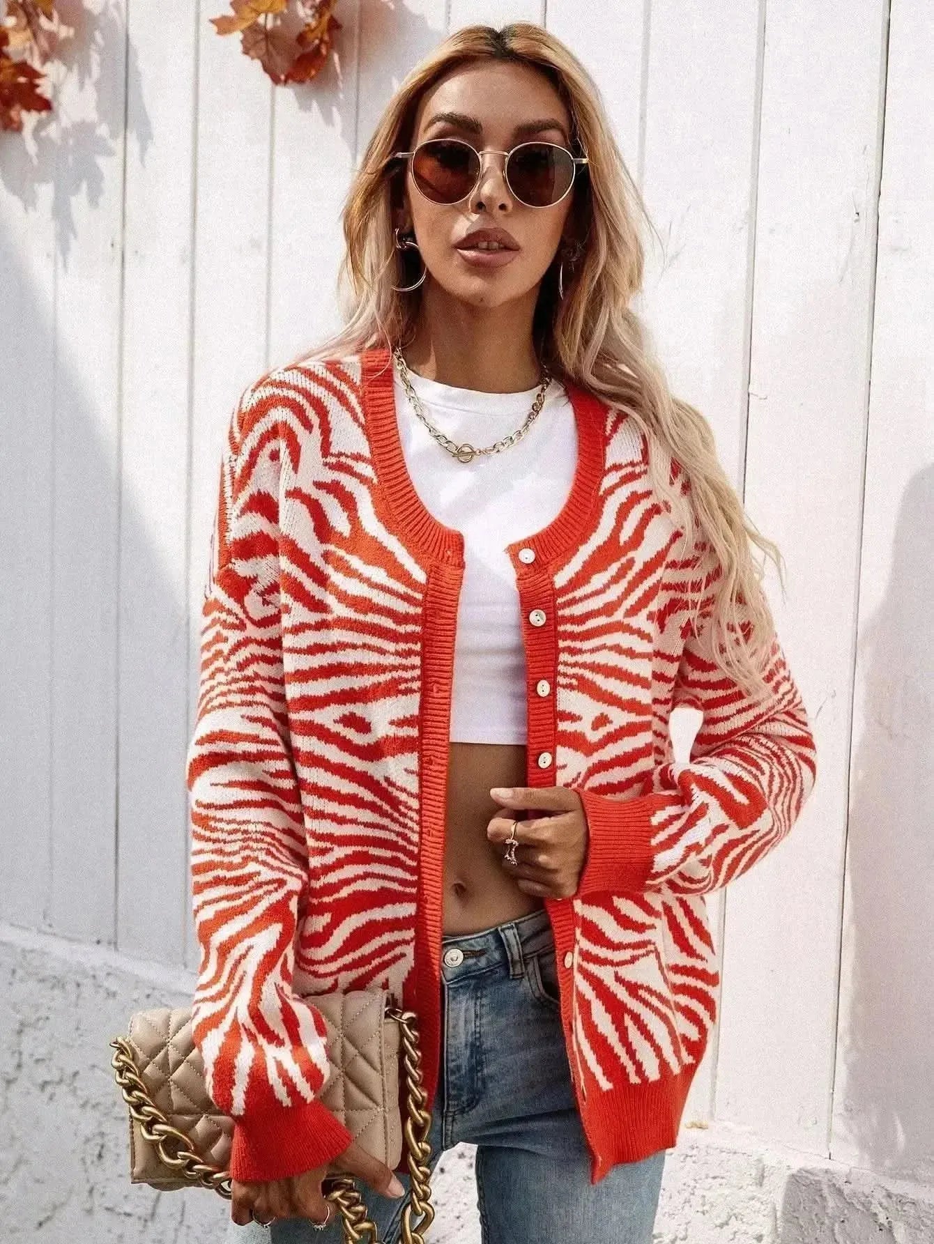 Woven Right Zebra Print Button Down Cardigan - Bad Moms Club