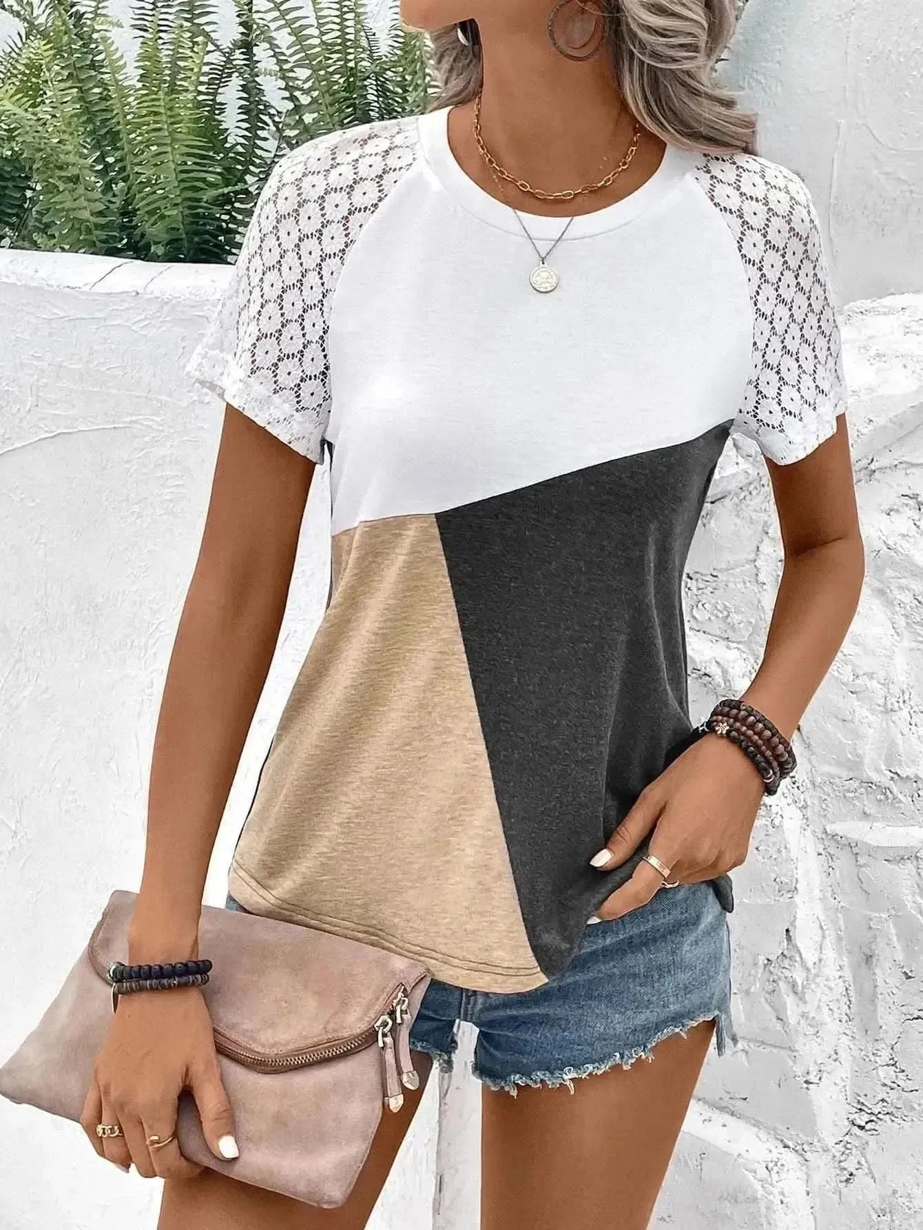 Ivy Lane Color Block Raglan Sleeve Round Neck Tee - Bad Moms Club