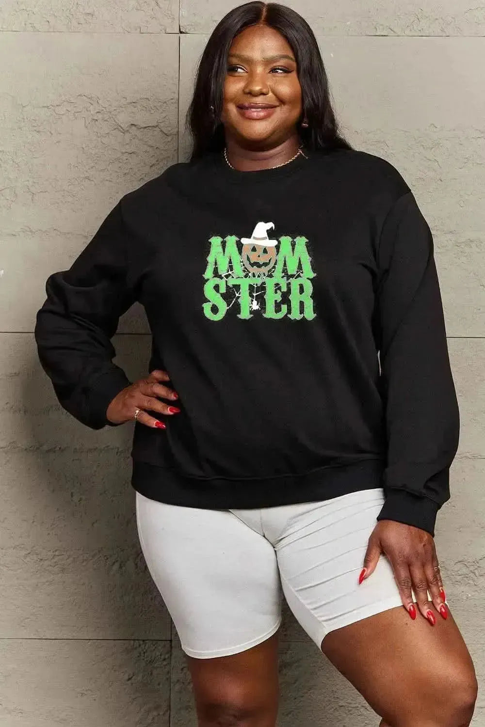 Simply Love Full Size Drop Shoulder Graphic Sweatshirt - Bad Moms Club