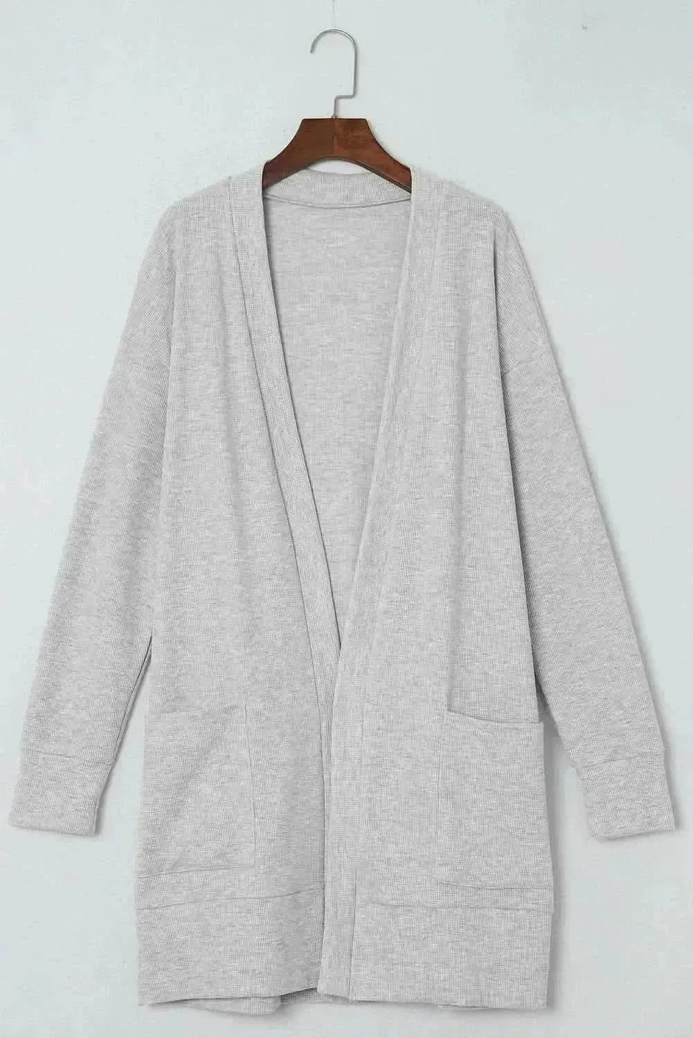 Pocketed Open Front Long Sleeve Cardigan - Bad Moms Club