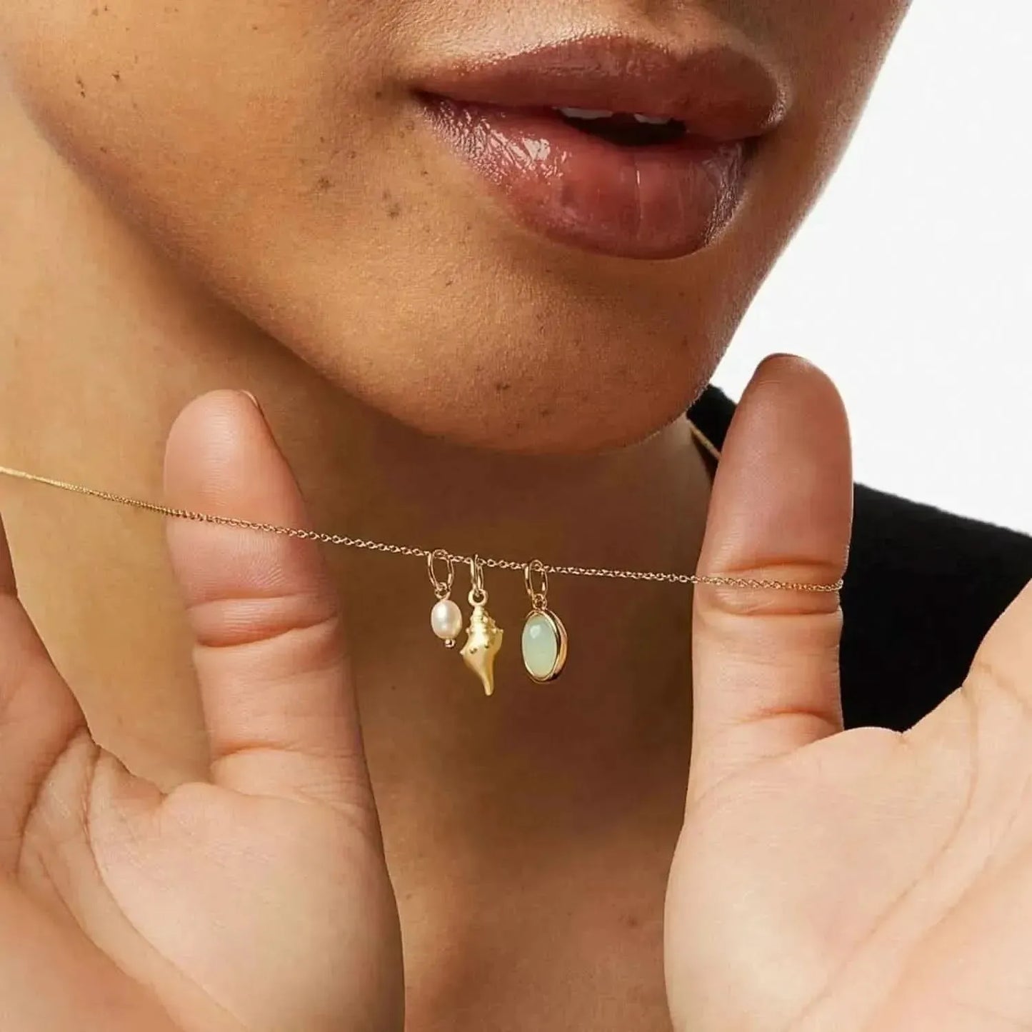 14K Gold-Plated Natural Crystal Conch Pendant Necklace - Bad Moms Club