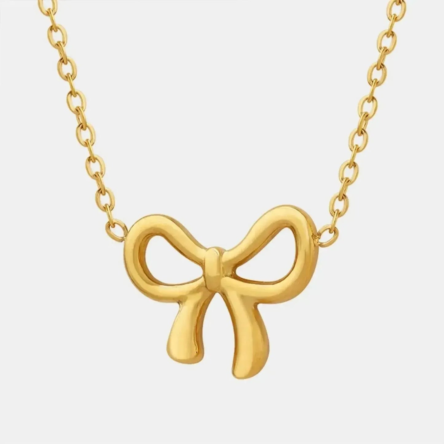 Gold-Plated Titanium Steel Bow Pendant Necklace - Bad Moms Club
