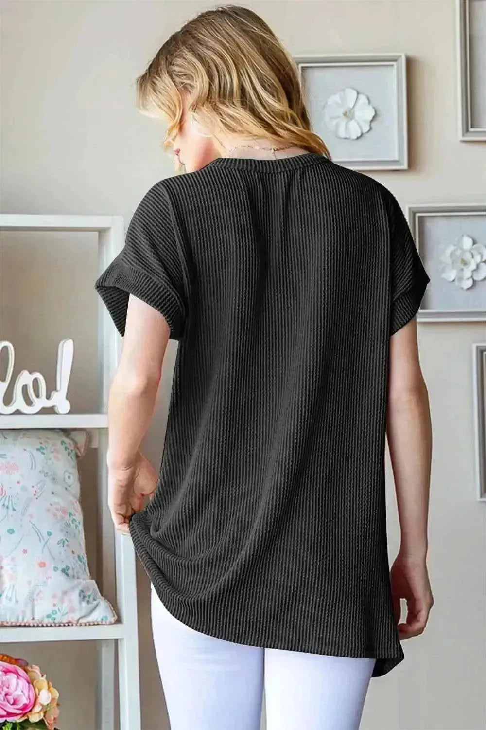 Heimish Full Size USA Graphic Short Sleeve Ribbed Top - Bad Moms Club