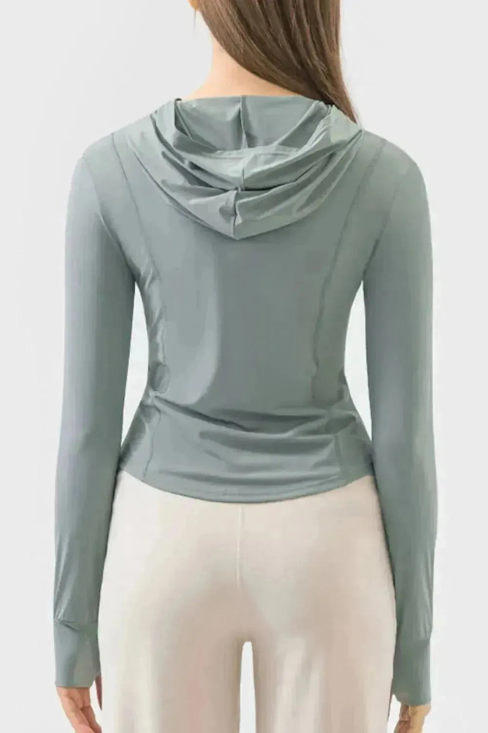 Pocketed Zip Up Hooded Long Sleeve Active Outerwear - Bad Moms Club