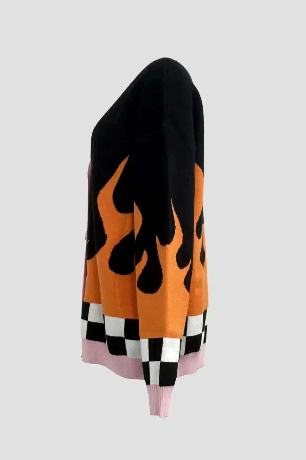 Emy Ave Flame Pattern Button Down Cardigan - Bad Moms Club