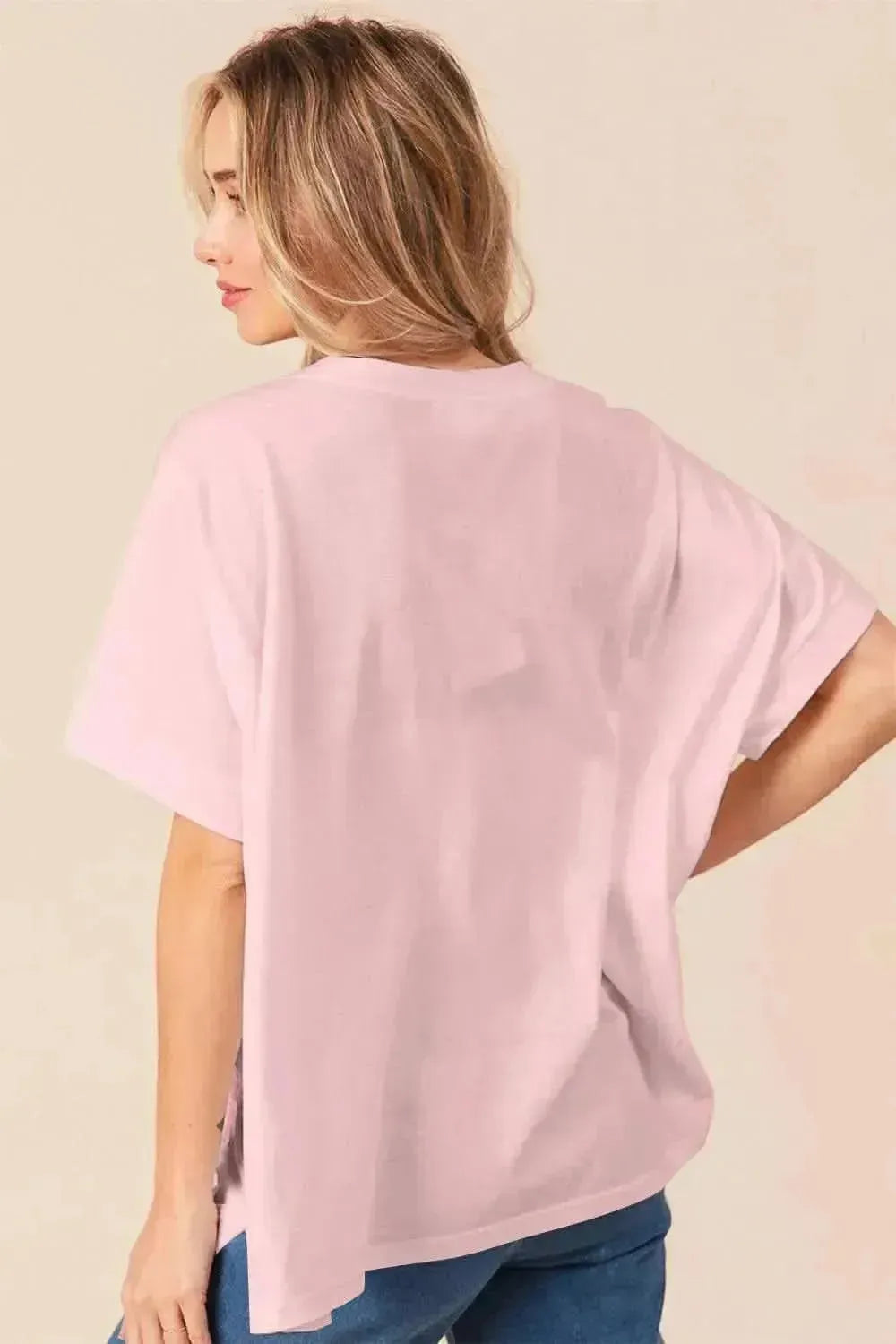 BiBi Sequin Bow Patch Short Sleeve T-Shirt - Bad Moms Club