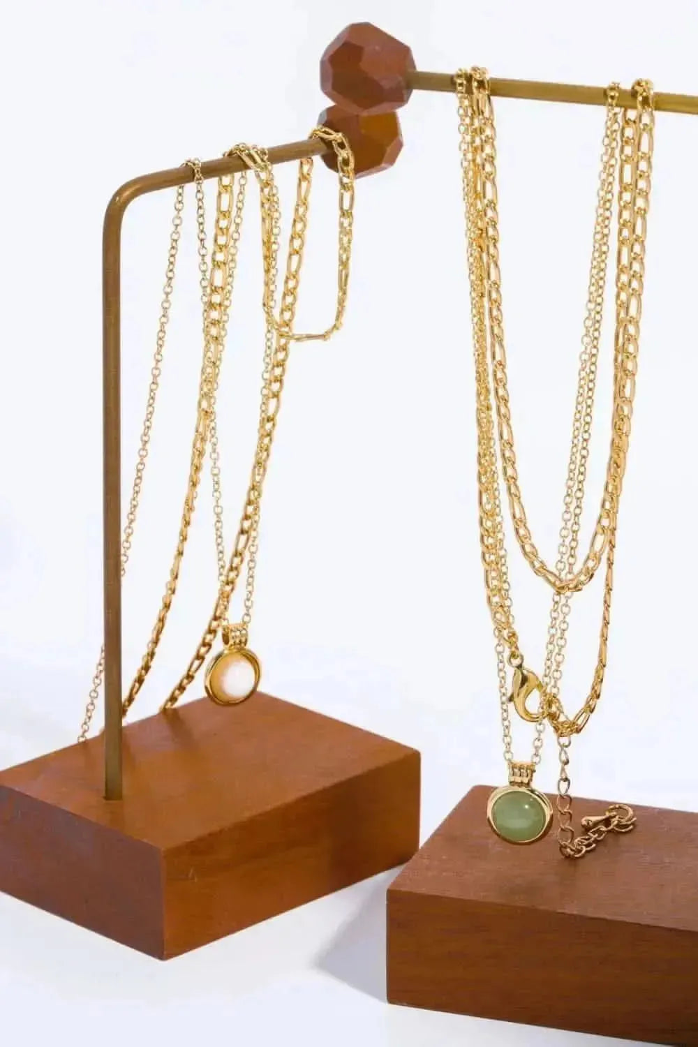 Copper 14K Gold-Plated Round Shape Aventurine Pendant Necklace - Bad Moms Club