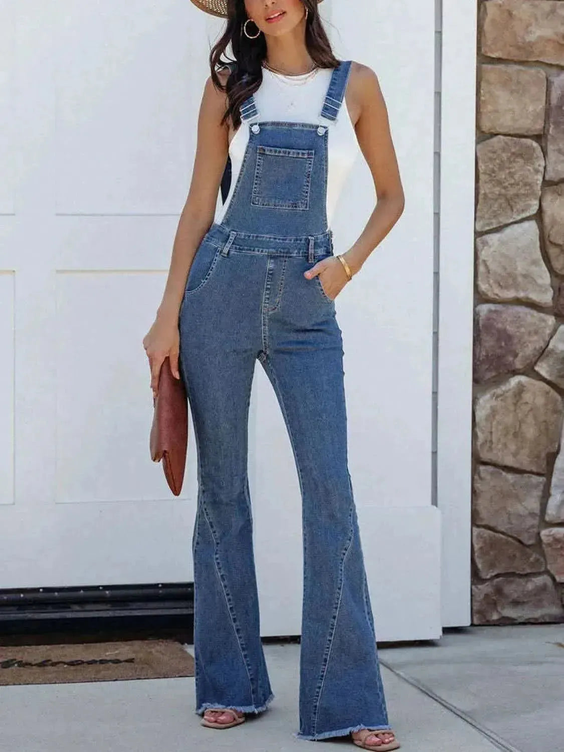 Raw Hem Denim Overall - Bad Moms Club