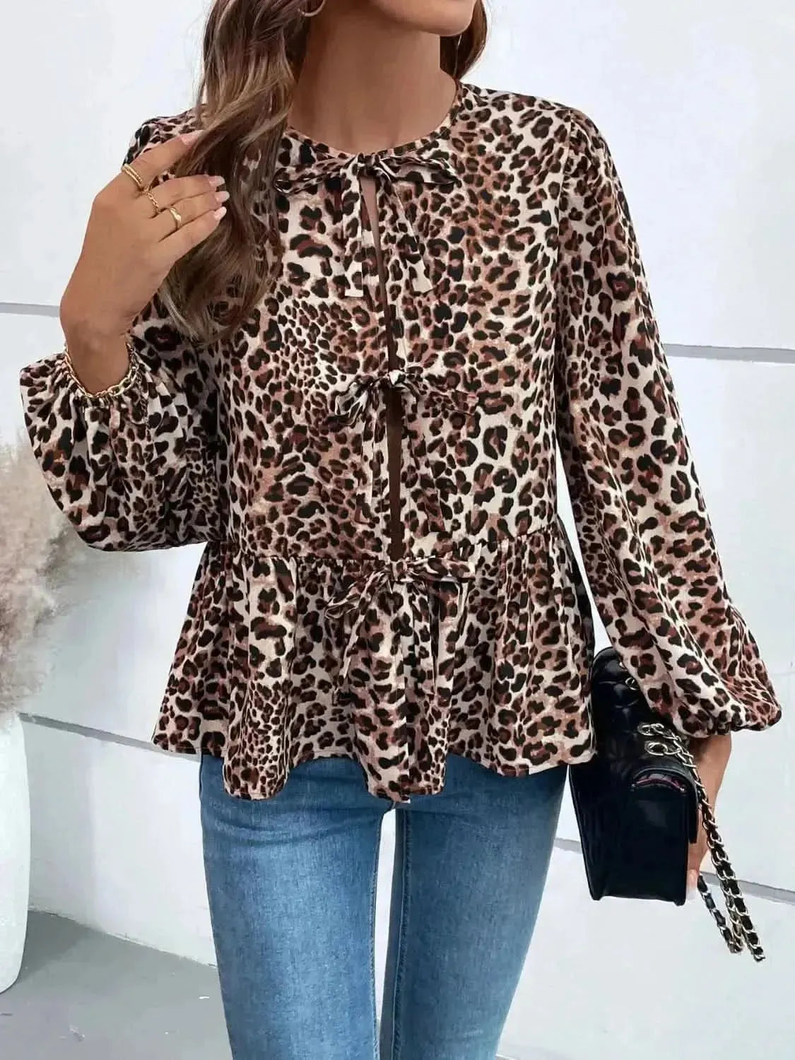 Ivy Lane Peplum Tied Long Sleeve Blouse - Bad Moms Club
