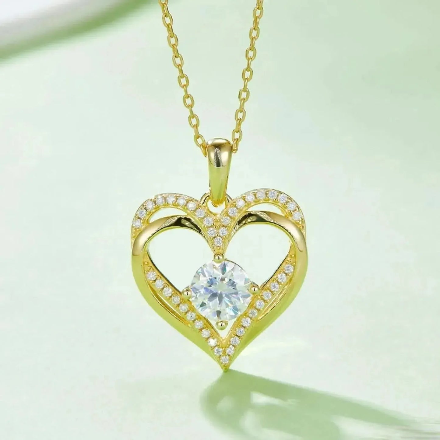 1.2 Carat Moissanite 925 Sterling Silver Heart Necklace - Bad Moms Club