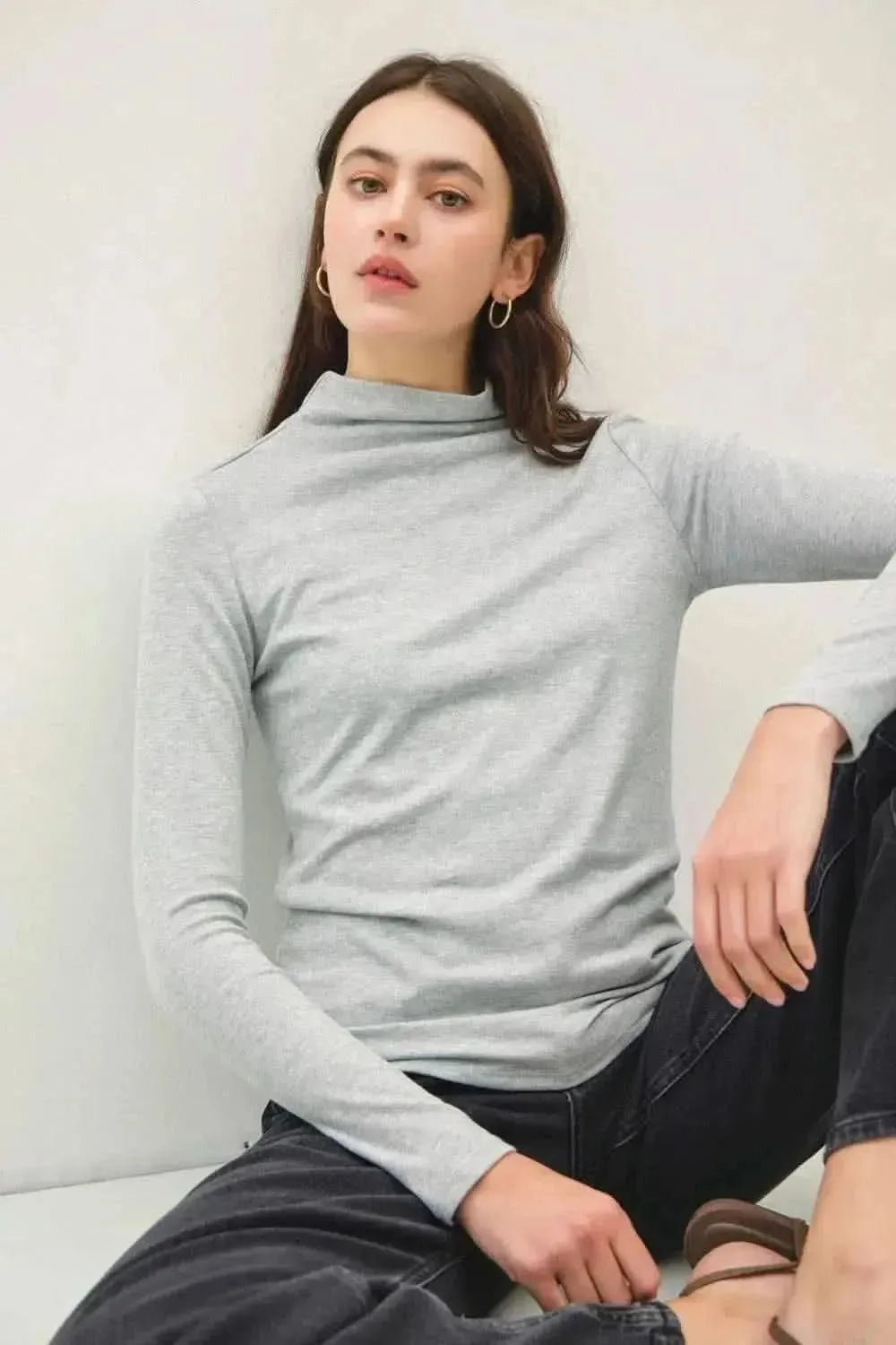 Be Cool Mock Neck Long Sleeve T-Shirt - Bad Moms Club