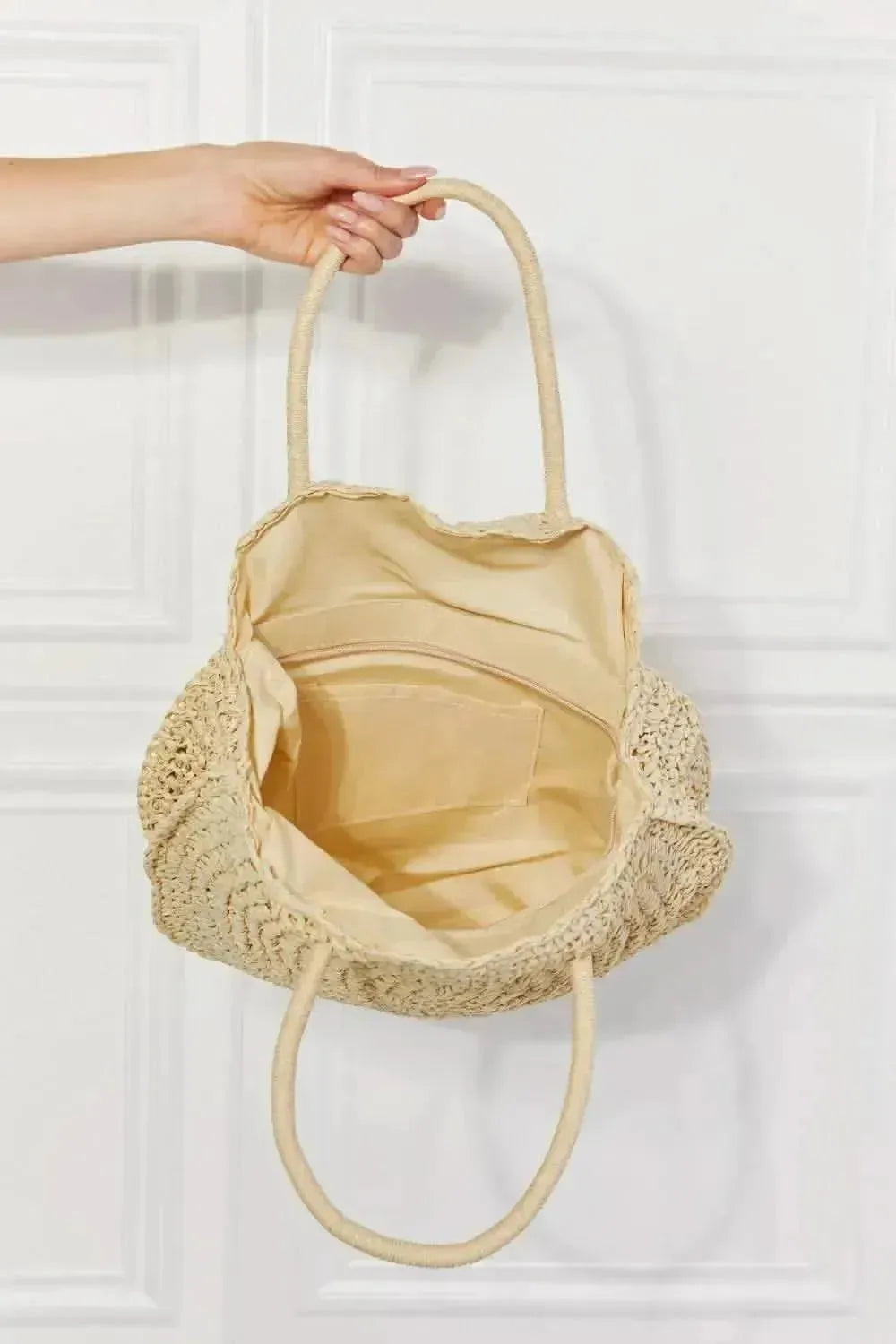 Justin Taylor Beach Date Straw Rattan Handbag in Ivory - Bad Moms Club