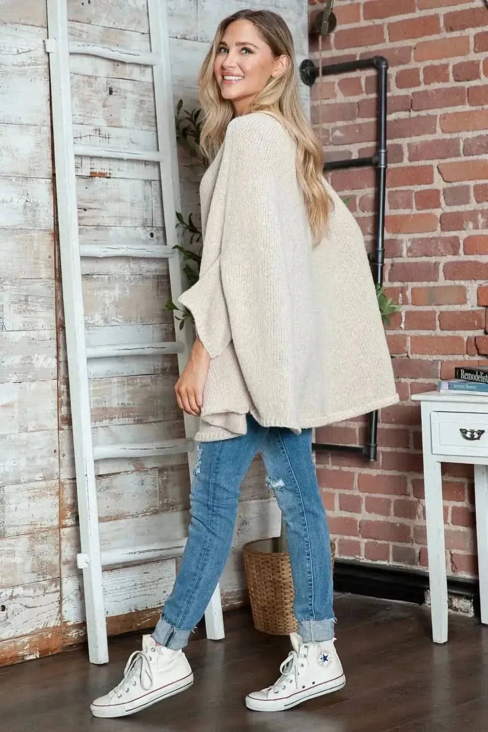 Round Neck Batwing Sleeve Sweater - Bad Moms Club