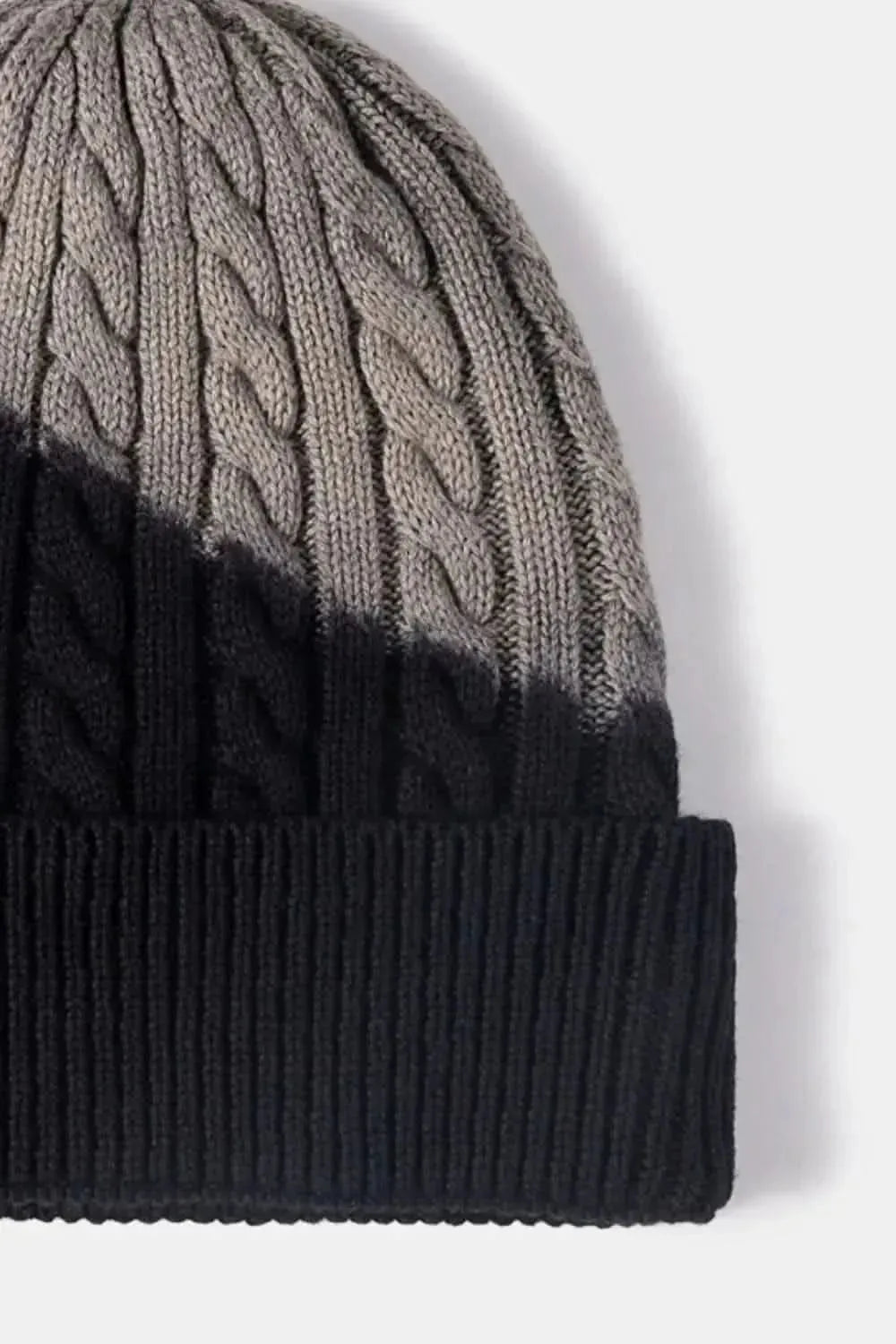 Contrast Tie-Dye Cable-Knit Cuffed Beanie - Bad Moms Club