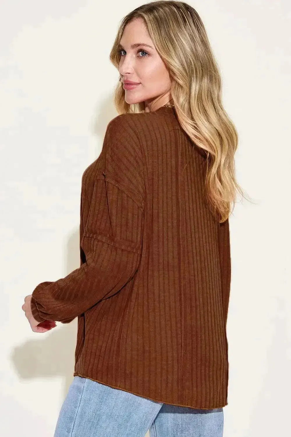 Basic Bae Full Size Ribbed Round Neck Long Sleeve T-Shirt - Bad Moms Club
