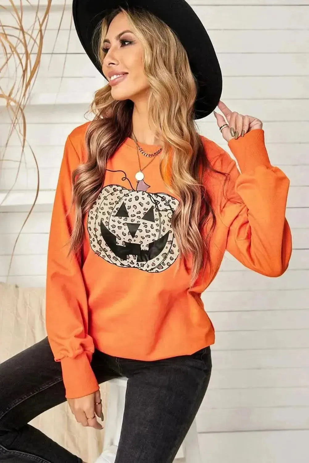Leopard Jack-O-Lantern Sweatshirt - Bad Moms Club
