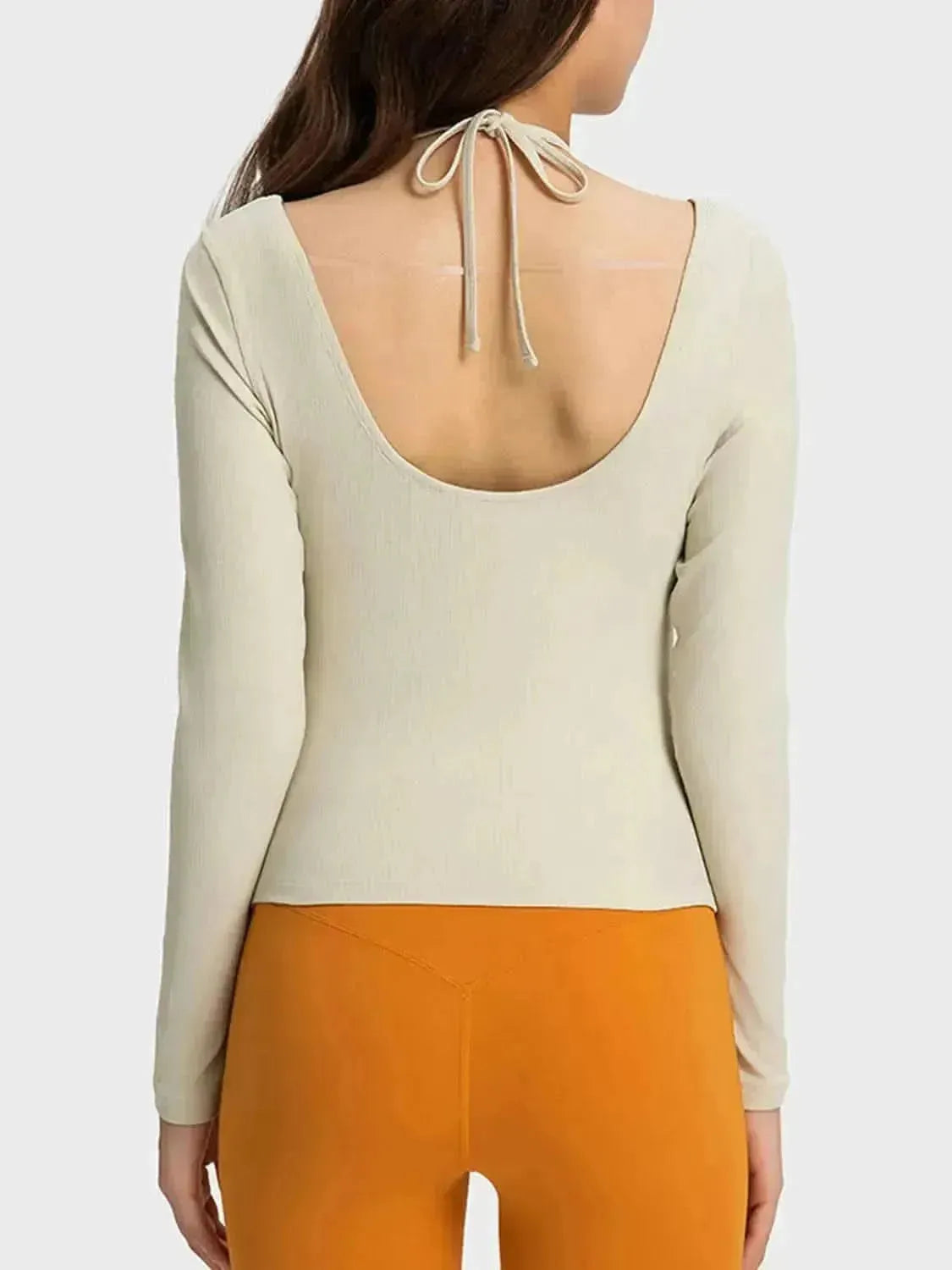 Halter Neck Long Sleeve Sporty Top - Bad Moms Club