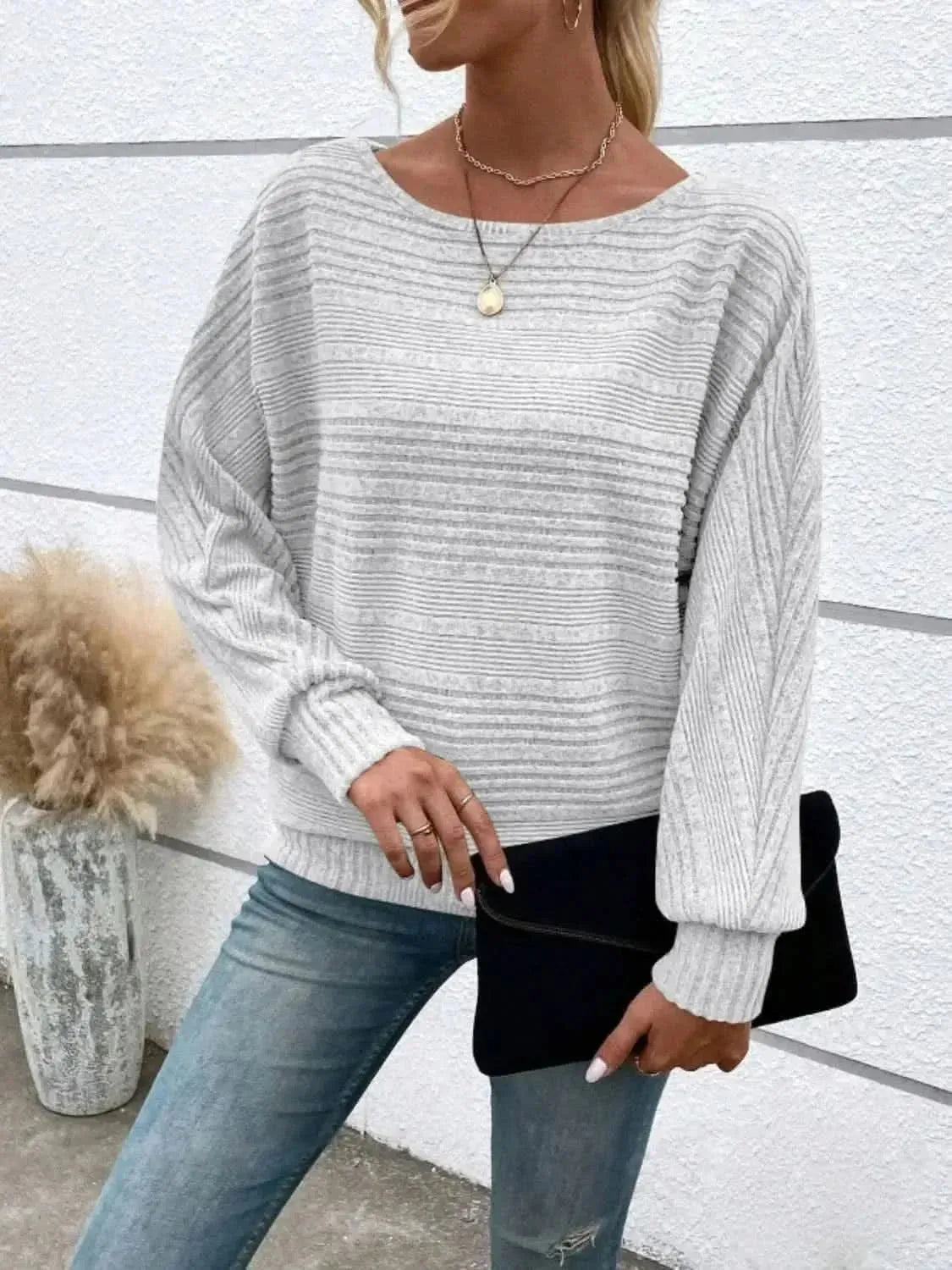 Full Size Round Neck Long Sleeve Top - Bad Moms Club