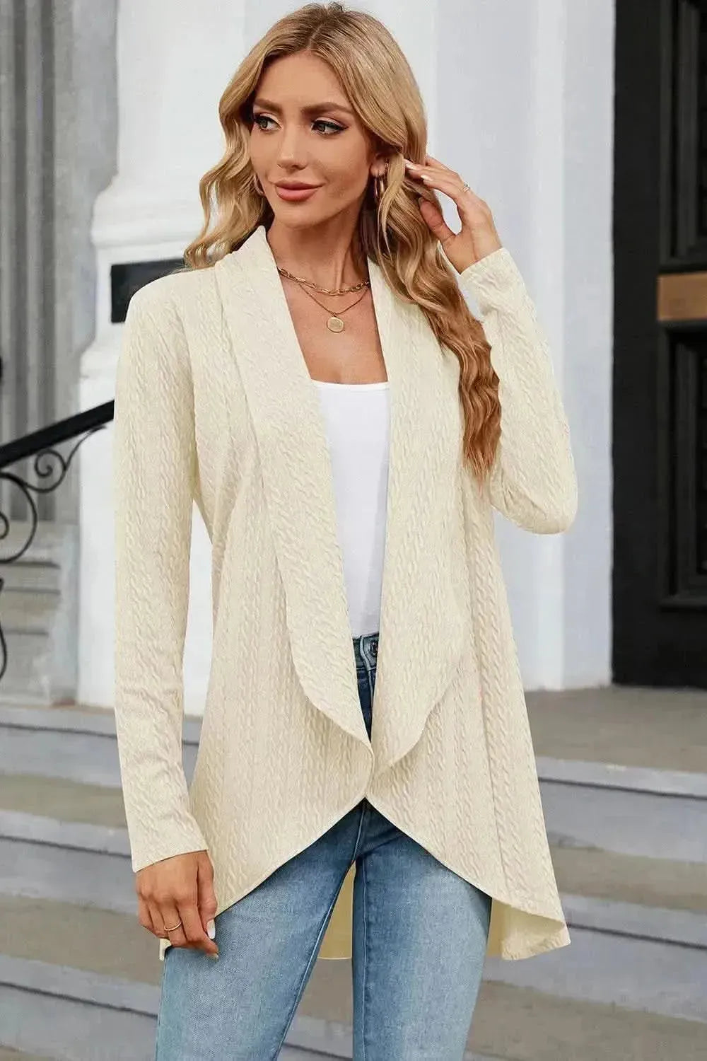 Open Front Long Sleeve Cardigan - Bad Moms Club