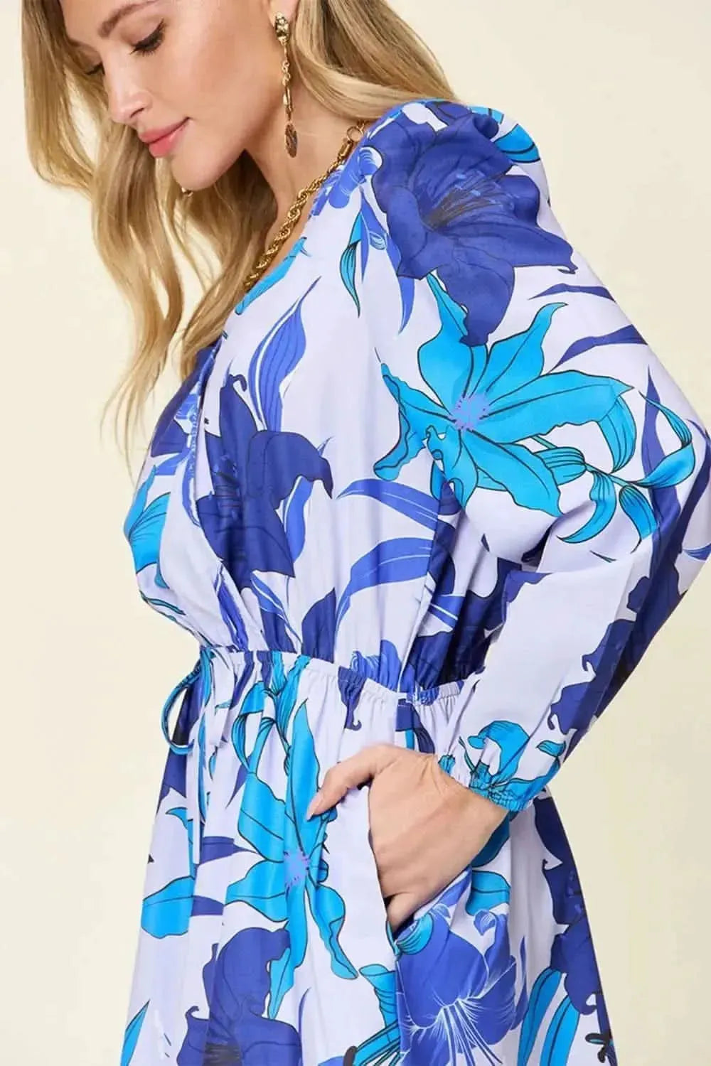Double Take Full Size Floral Long Sleeve Romper with Pockets - Bad Moms Club