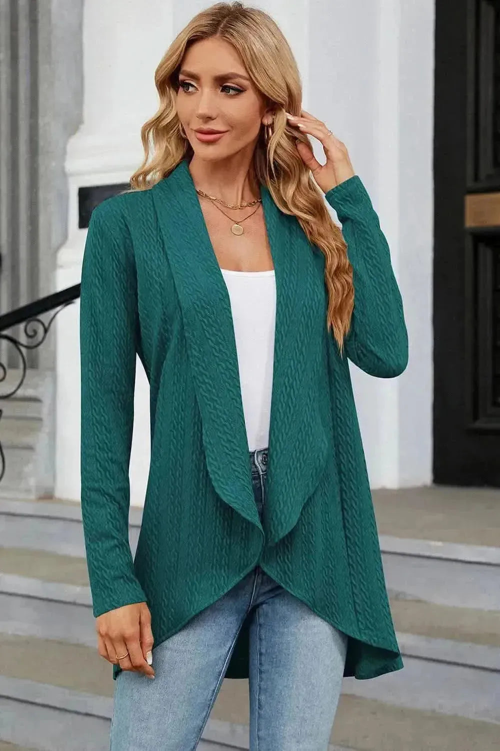 Open Front Long Sleeve Cardigan - Bad Moms Club
