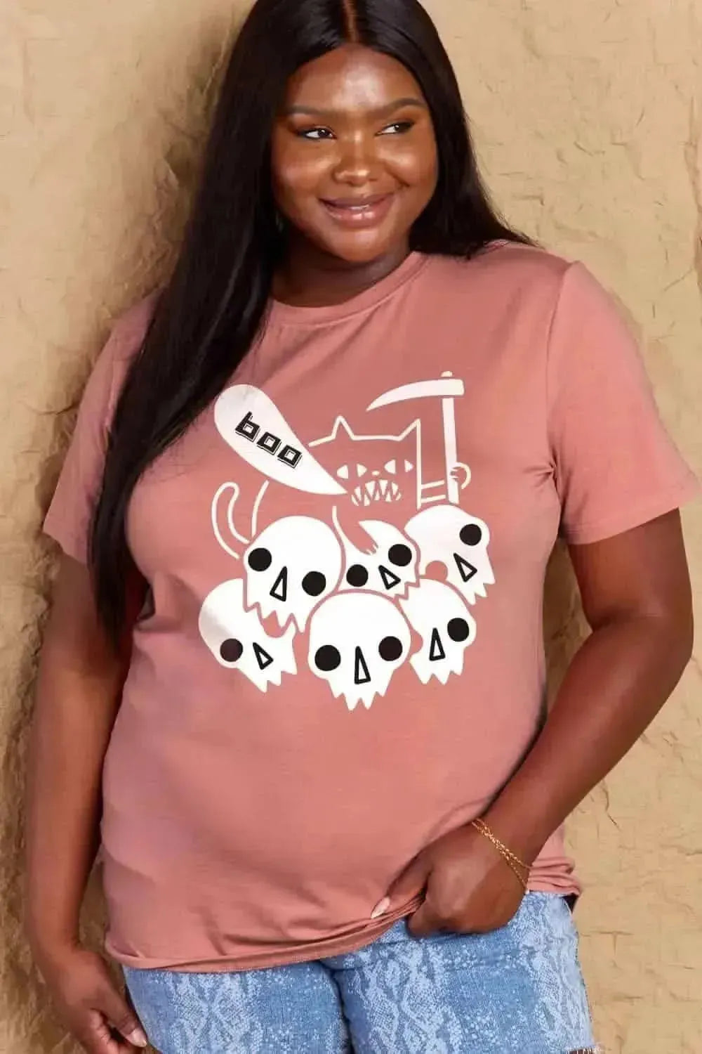 Simply Love Full Size Graphic BOO Cotton T-Shirt - Bad Moms Club