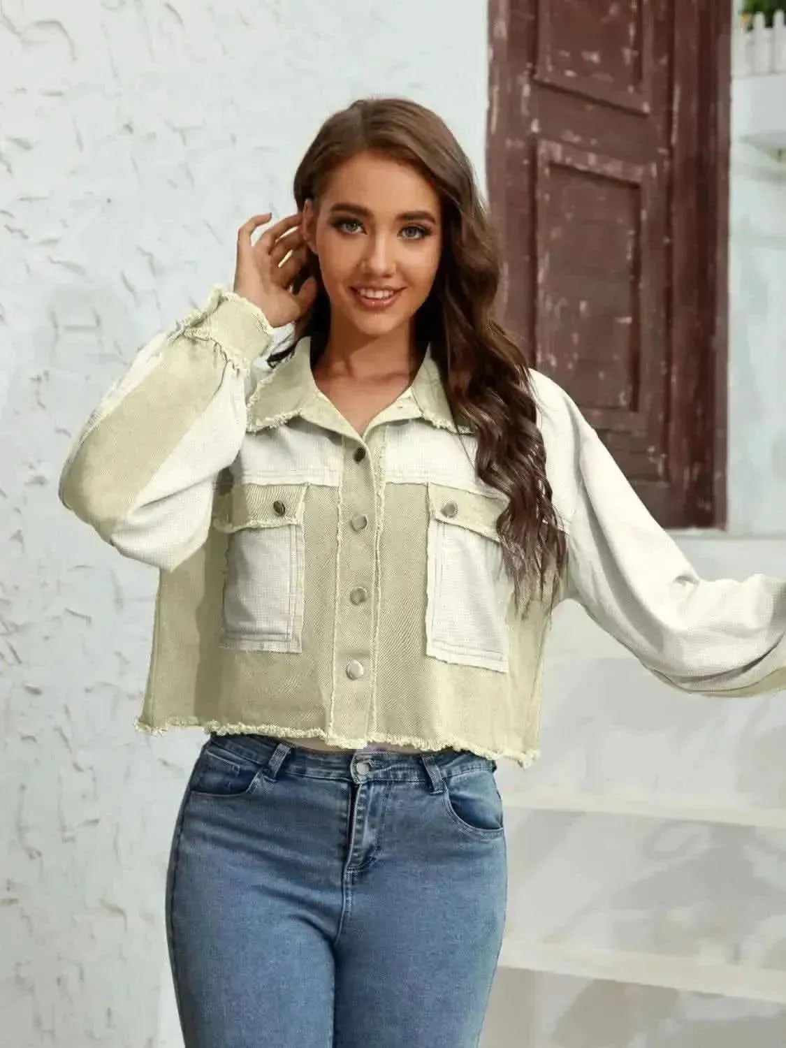 Color Block Crop Jacket with Pockets - Bad Moms Club