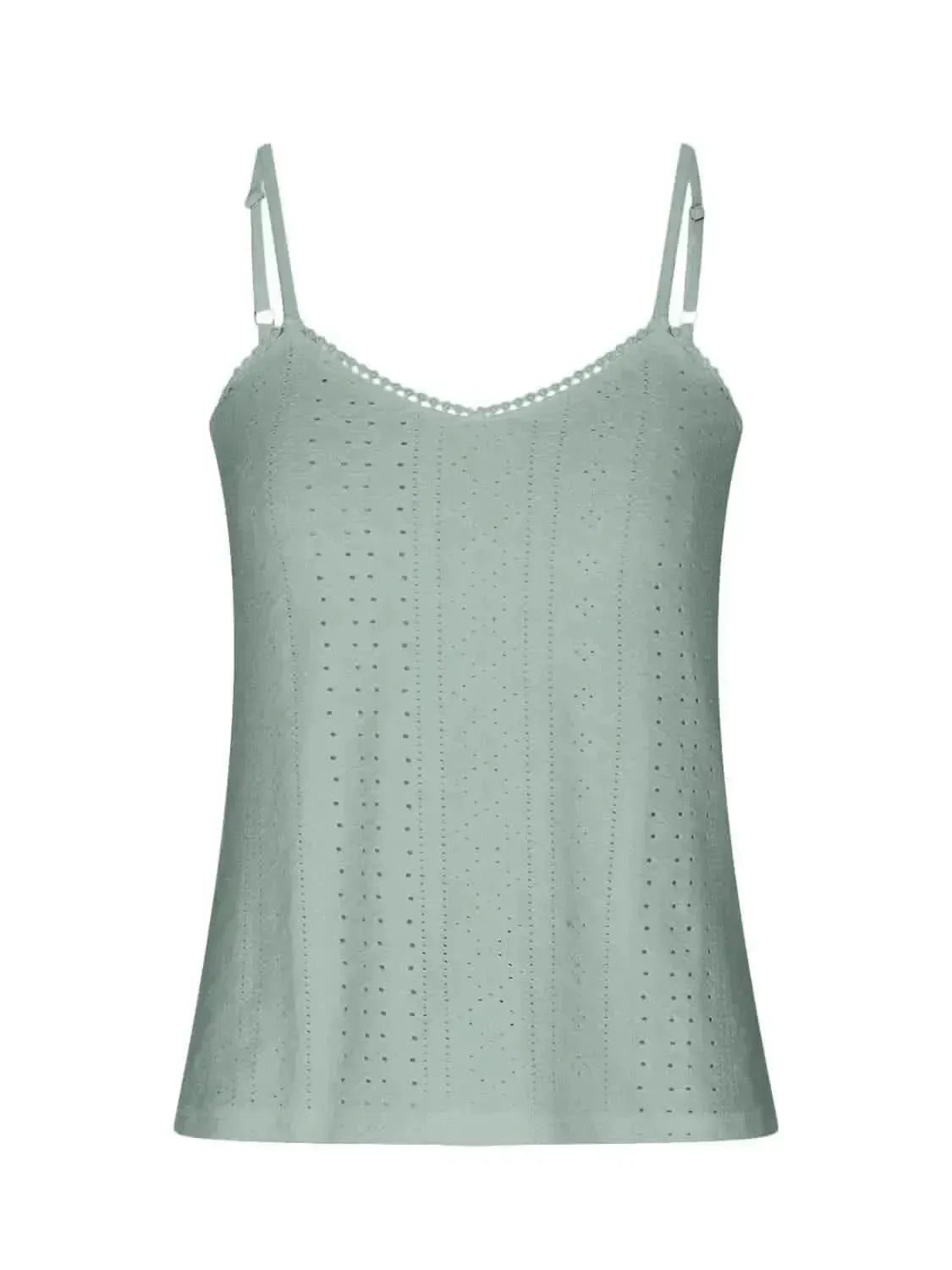 Eyelet Lace Detail V-Neck Cami - Bad Moms Club