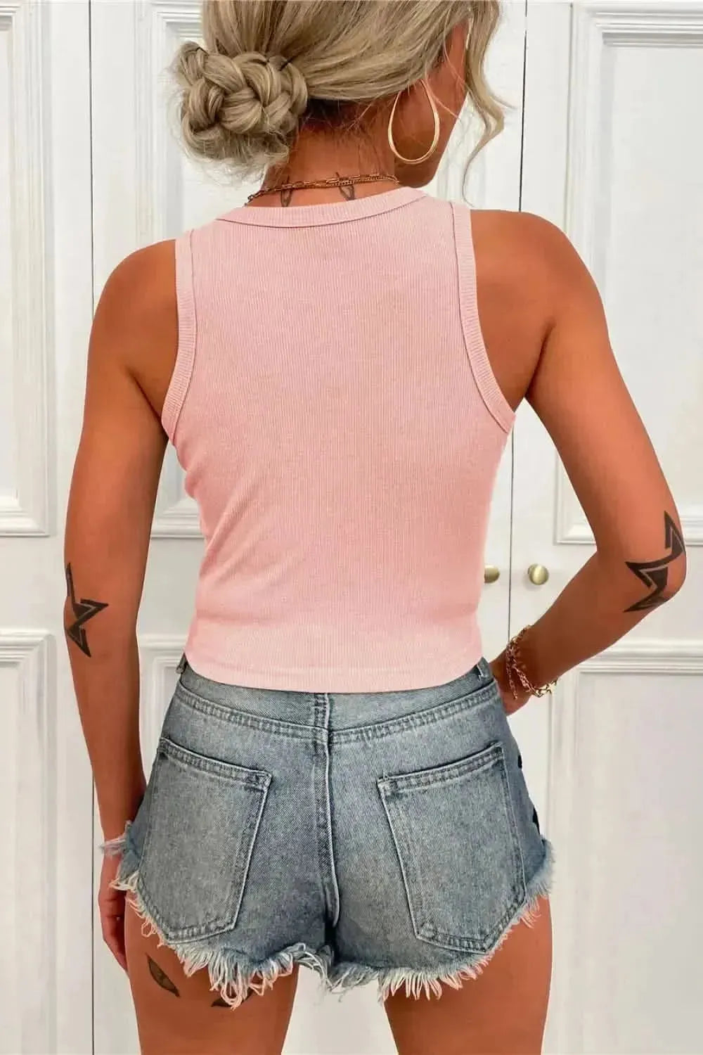 Round Neck Cropped Tank - Bad Moms Club