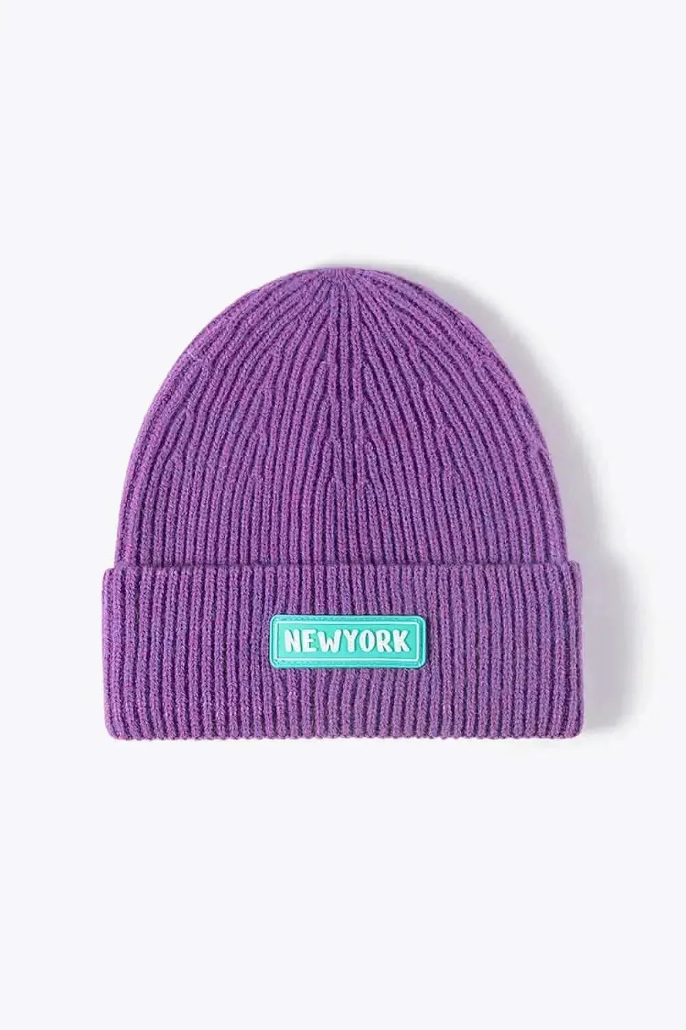 NEWYORK Patch Rib-Knit Cuffed Beanie - Bad Moms Club