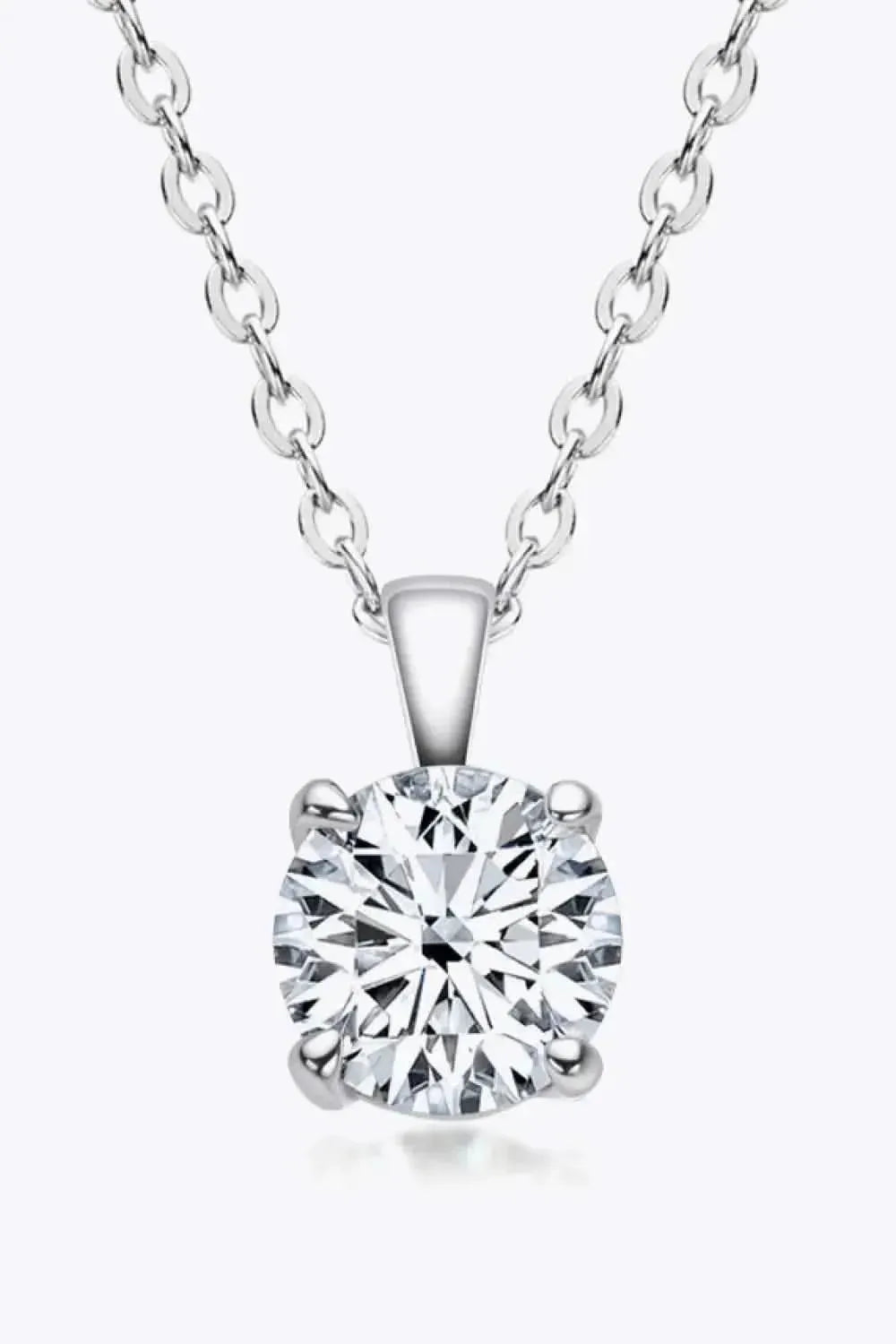 925 Sterling Silver 1 Carat Moissanite Chain-Link Necklace - Bad Moms Club