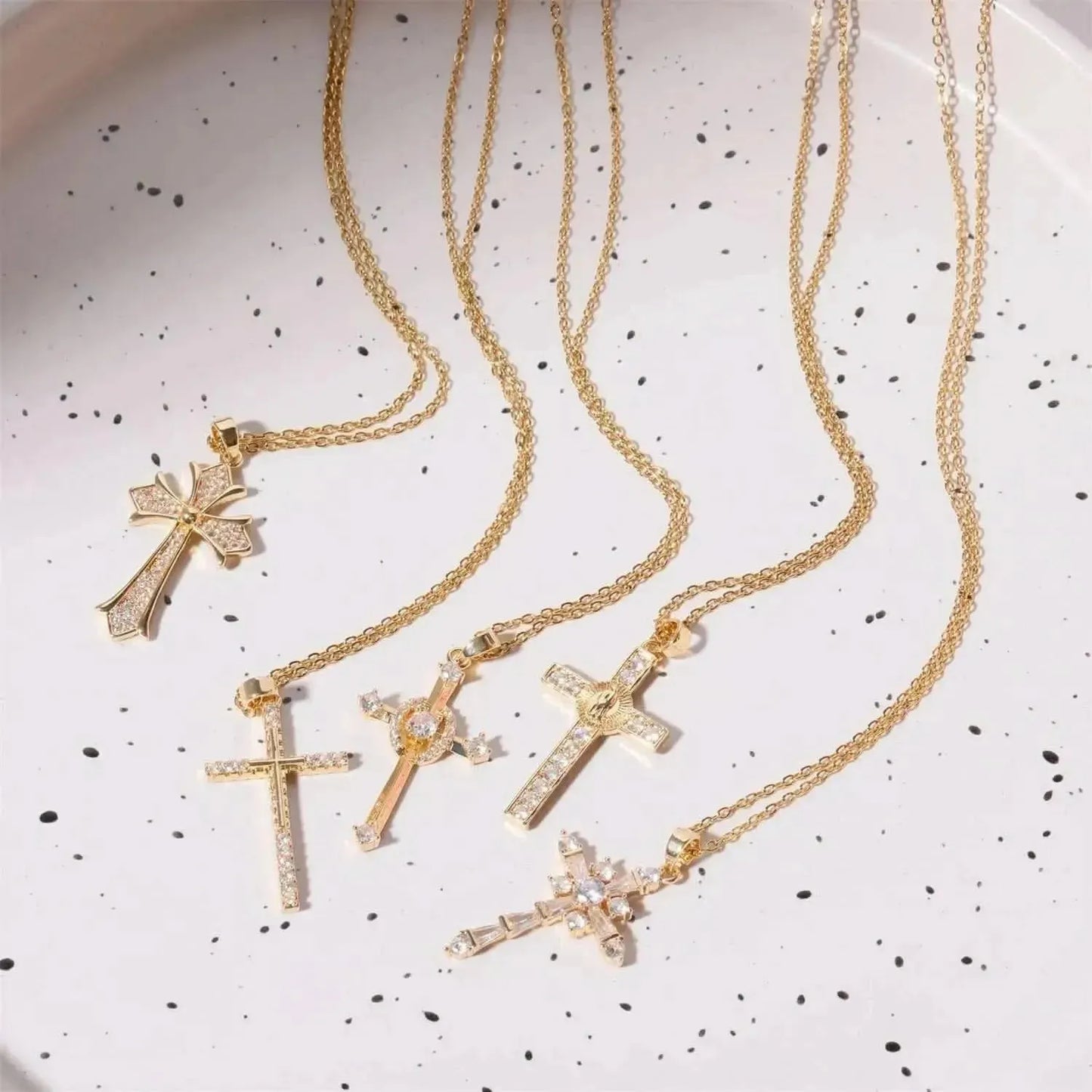 Stainless Steel Inlaid Zircon Cross Necklace - Bad Moms Club