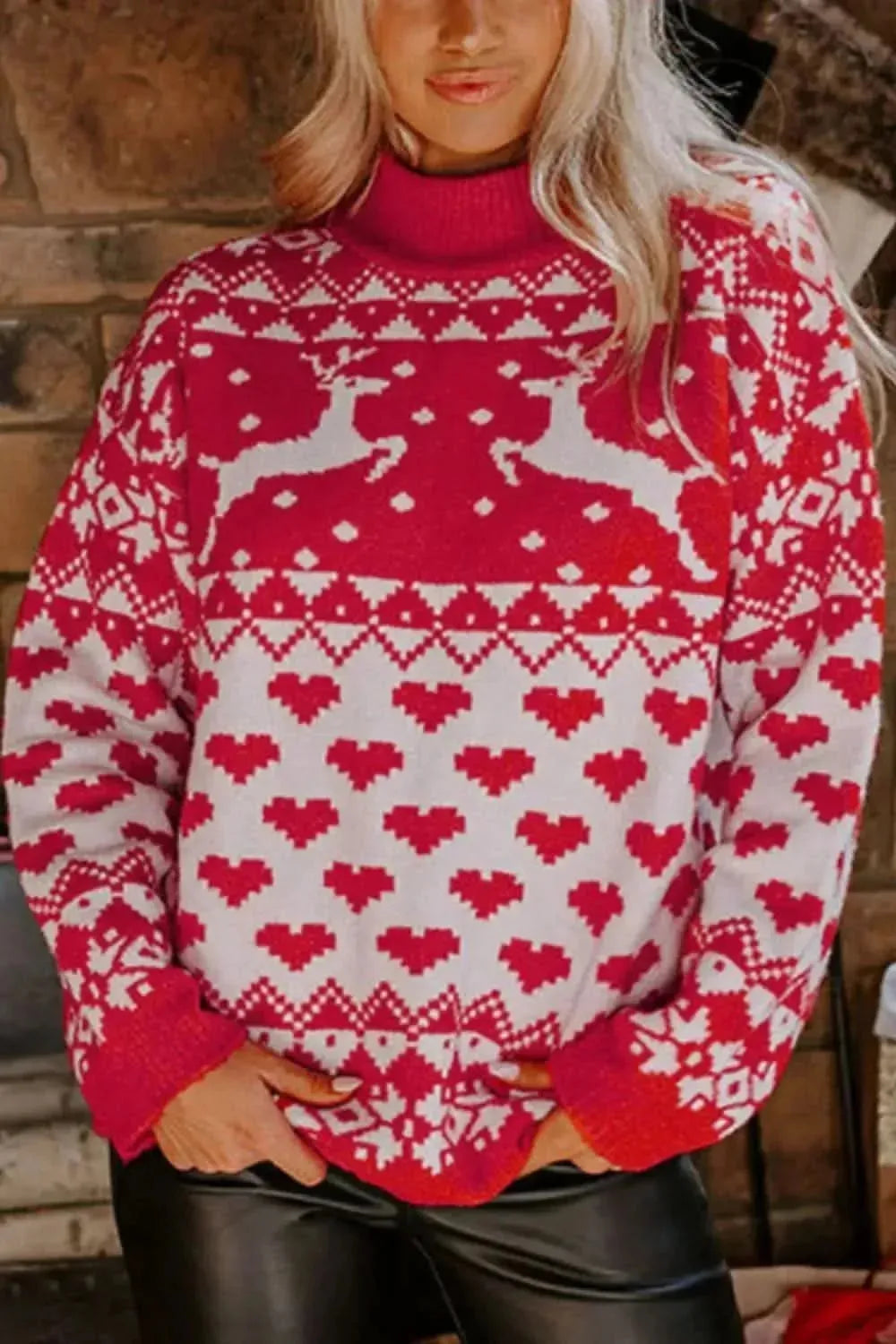 Christmas Element Turtleneck Long Sleeve Sweater - Bad Moms Club