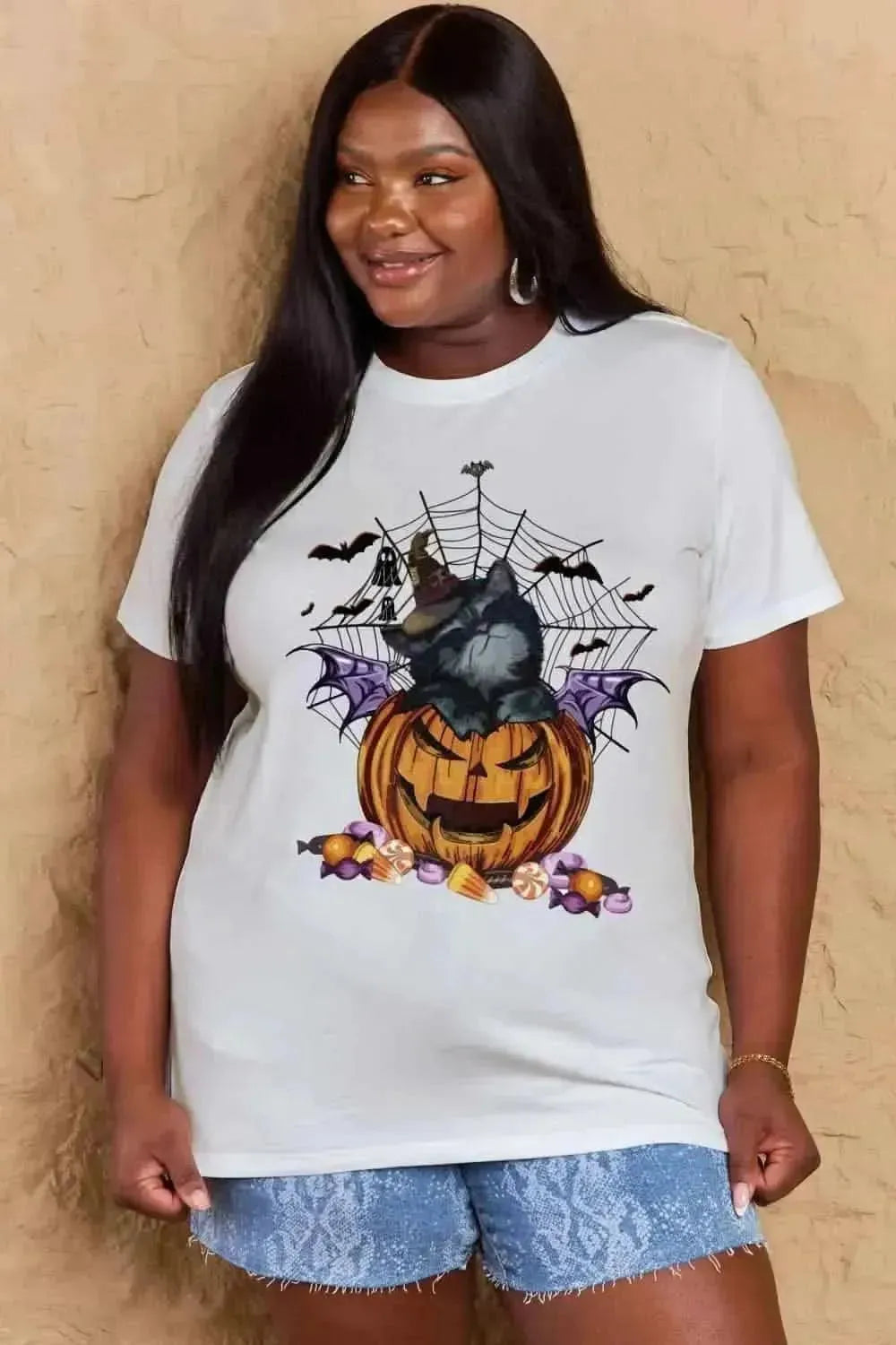 Simply Love Full Size Jack-O'-Lantern Graphic T-Shirt - Bad Moms Club