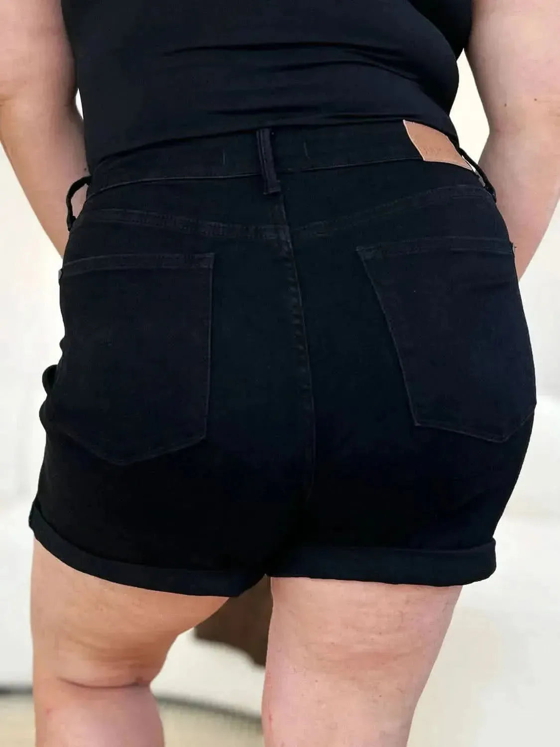 Judy Blue Full Size High Waist Tummy Control Cuffed Denim Shorts - Bad Moms Club