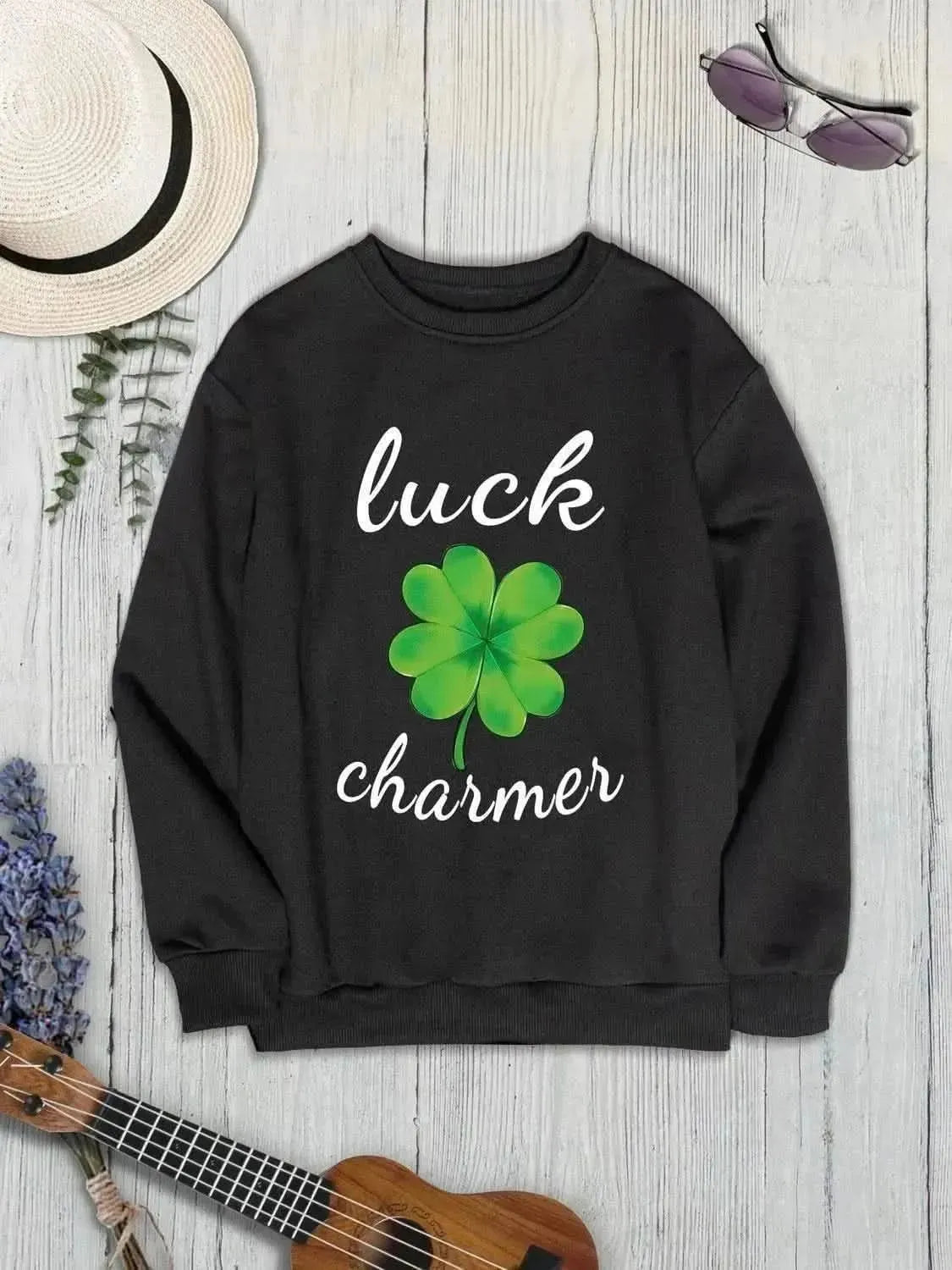 LUCK CHARMER Round Neck Sweatshirt - Bad Moms Club