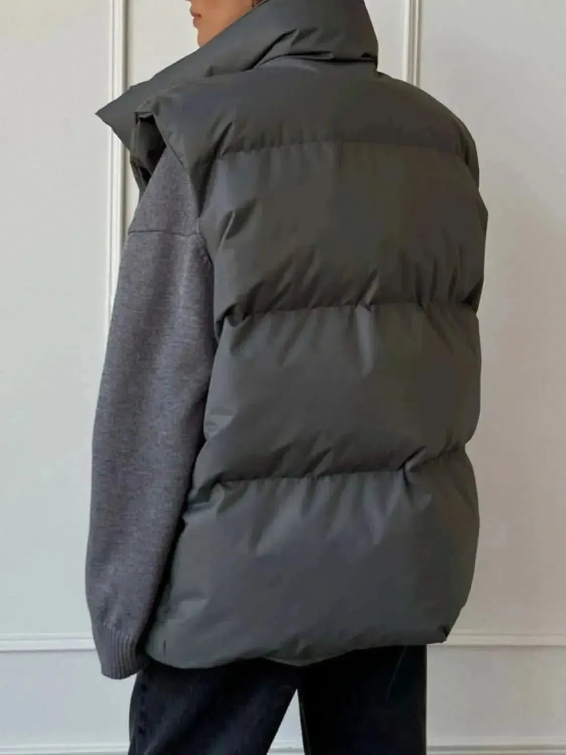 Zip Up Turtleneck Vest Coat - Bad Moms Club