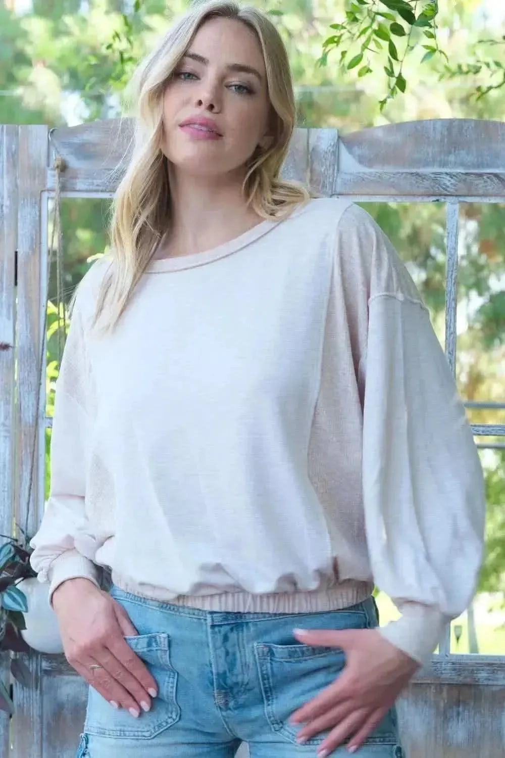 Hailey & Co Rib and Two Tone Knit Mixed Top - Bad Moms Club
